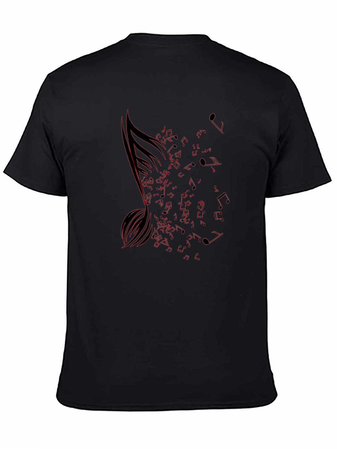 Musical Note Graphic Tee - Black Cotton T-Shirt