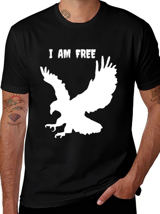 I am Free Eagle Graphic Tee - Black Cotton Blend
