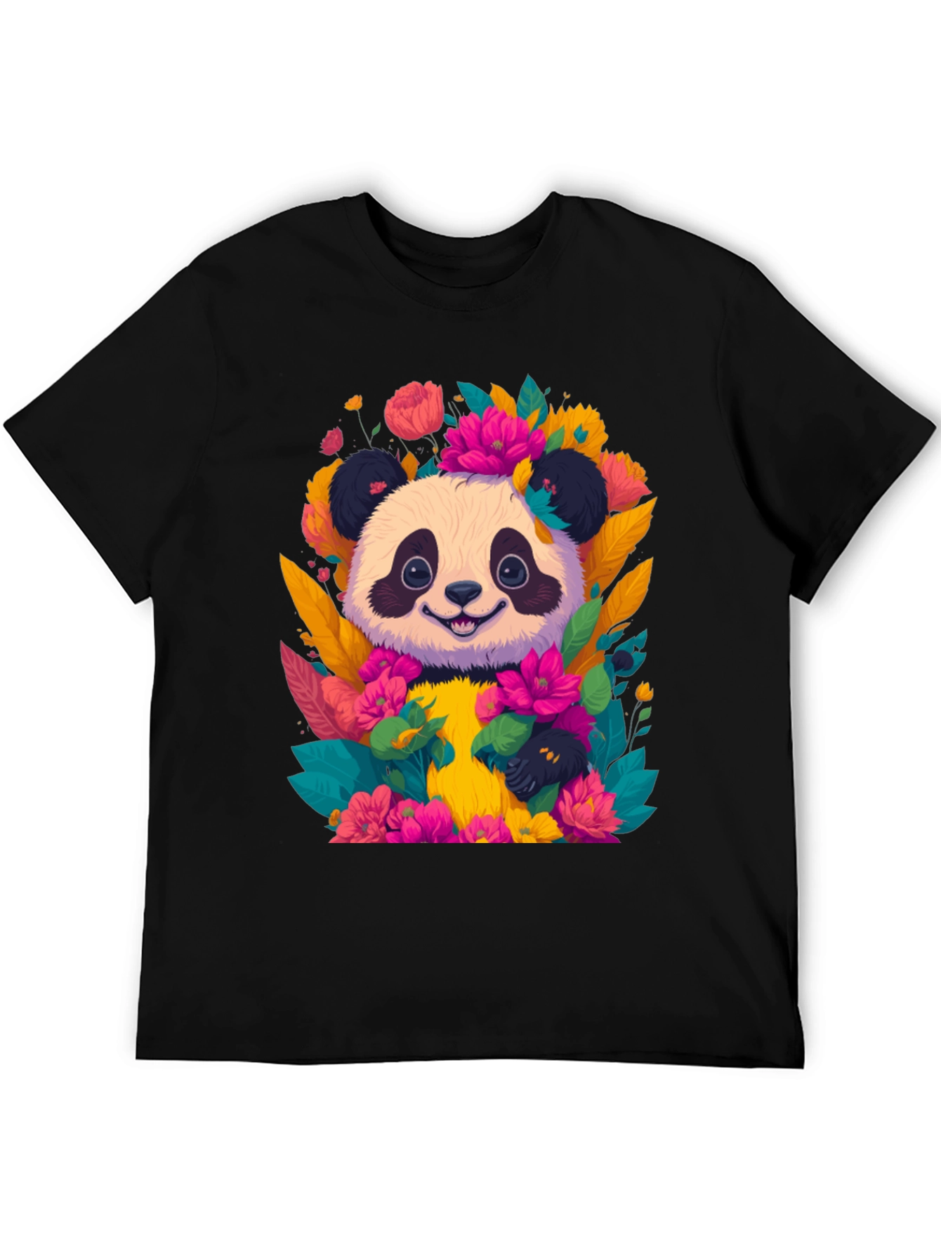 Panda Floral Graphic Tee - Cute Animal T-Shirt
