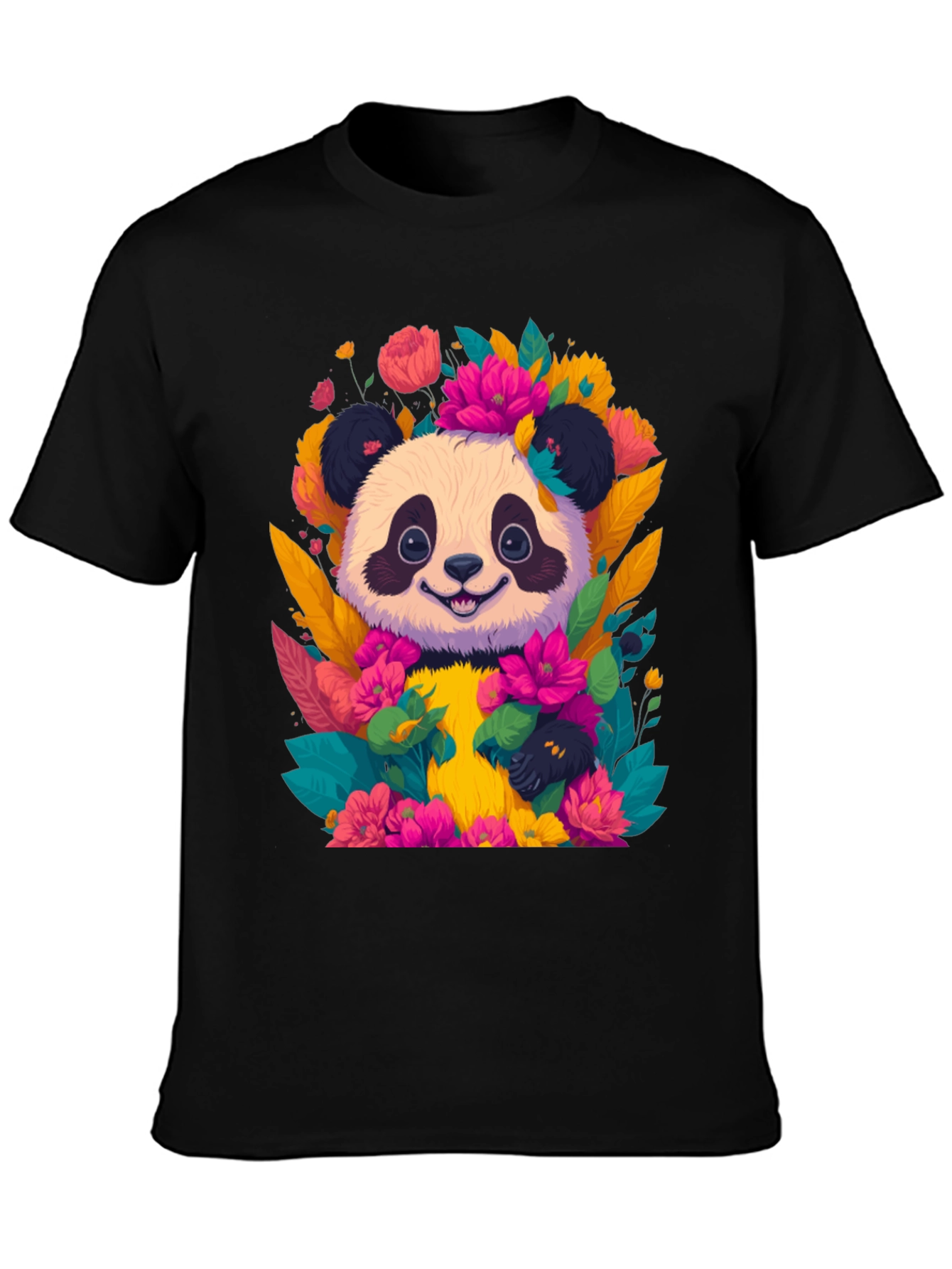 Panda Floral Graphic Tee - Cute Animal T-Shirt