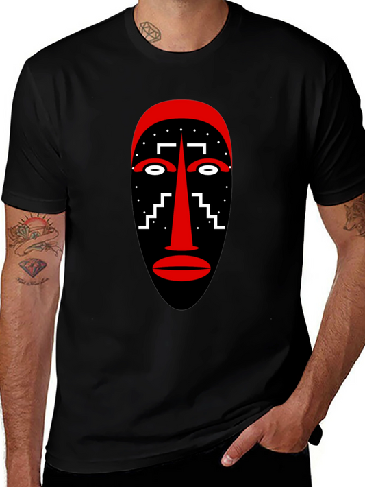 Tribal Mask Graphic Tee - Unique Style