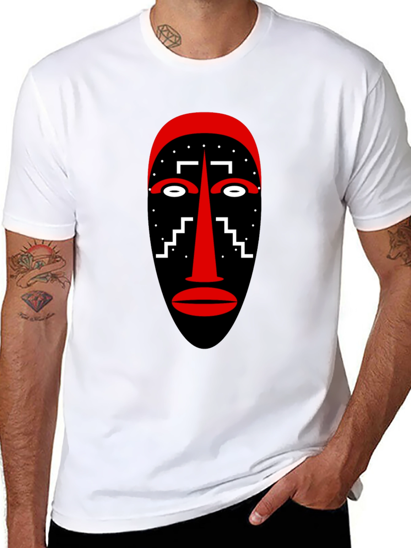 Tribal Mask Graphic Tee - Unique Style
