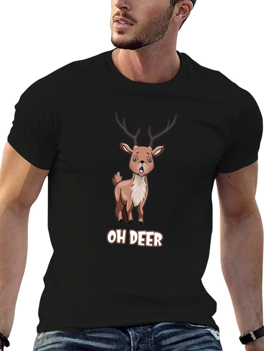 Oh Deer Funny Cartoon Graphic T-Shirt