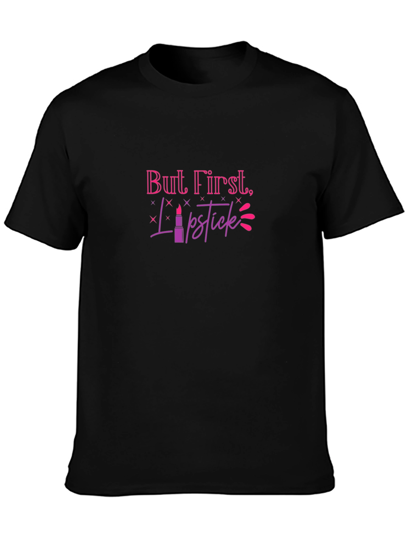 But First Lipstick Graphic Tee - Black