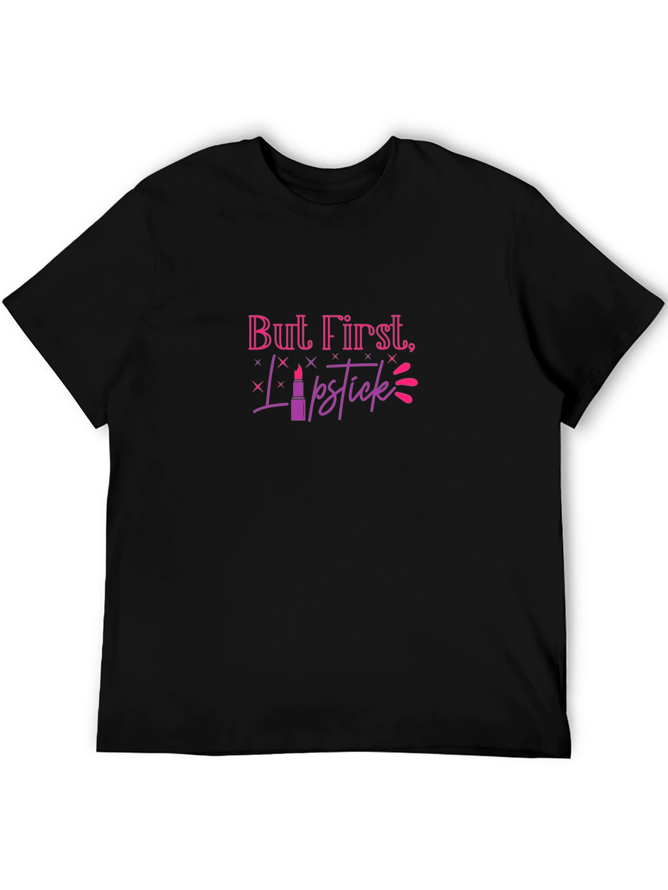 But First Lipstick Graphic Tee - Black