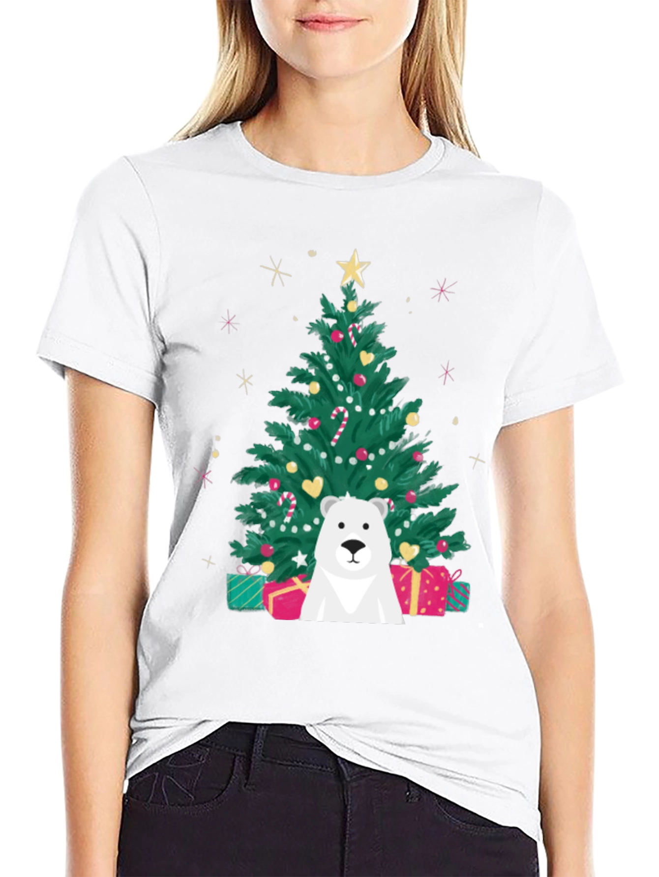 Festive Christmas Polar Bear Graphic Tee