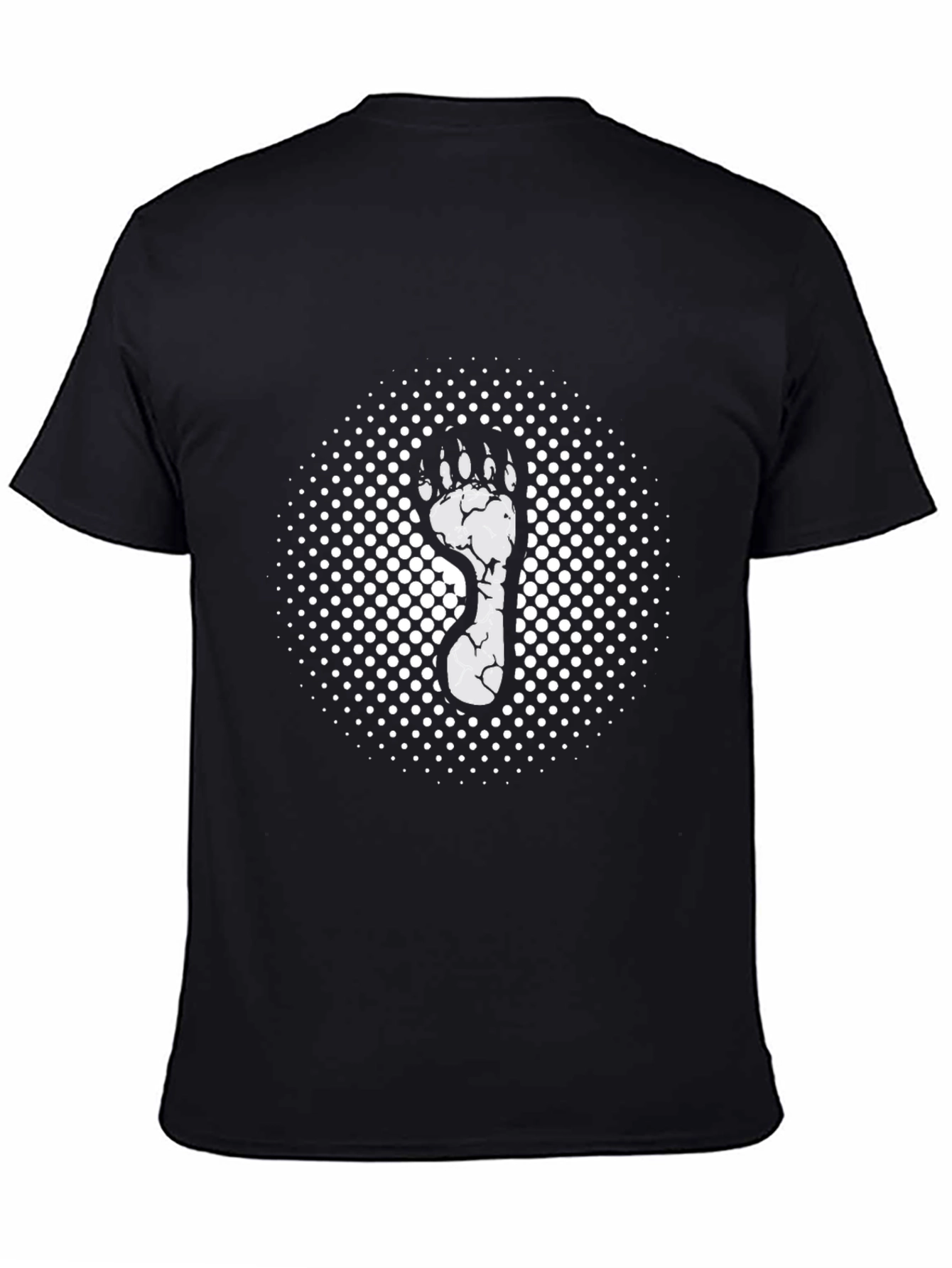 Mens Black T-Shirt with Footprint Graphic