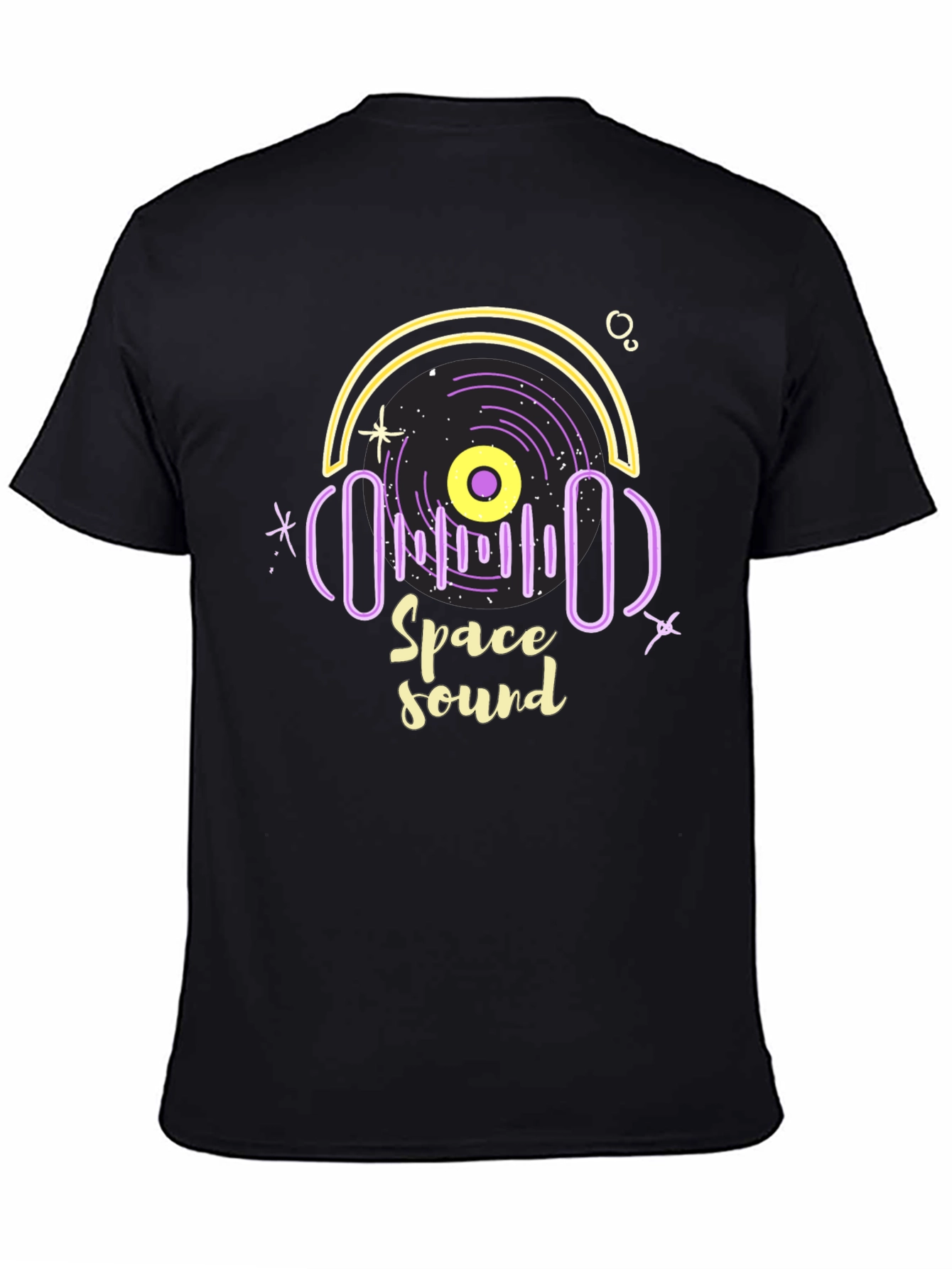 Space Sound Graphic Tee - Trendy Black T-Shirt