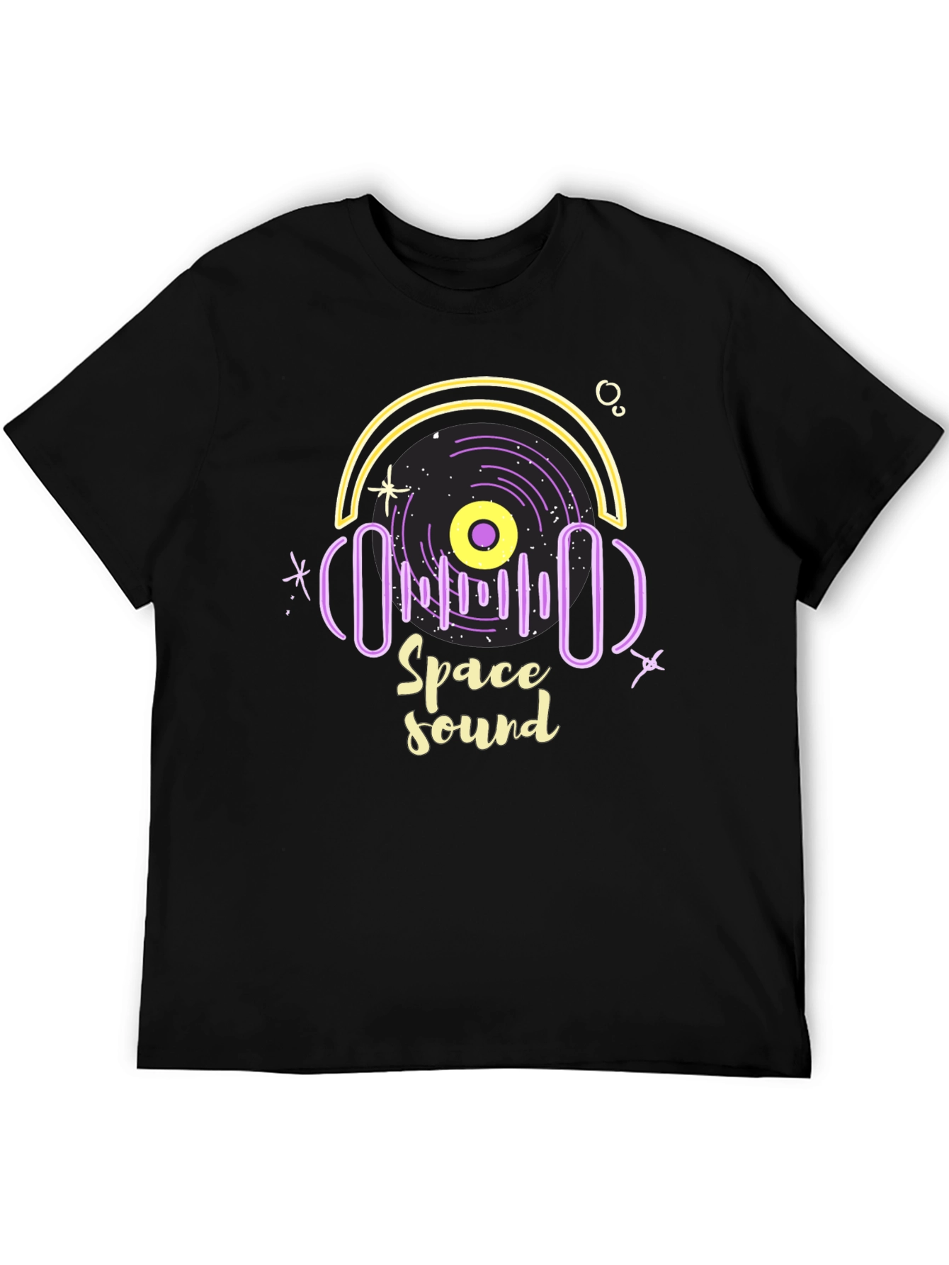 Space Sound Graphic Tee - Trendy Black T-Shirt