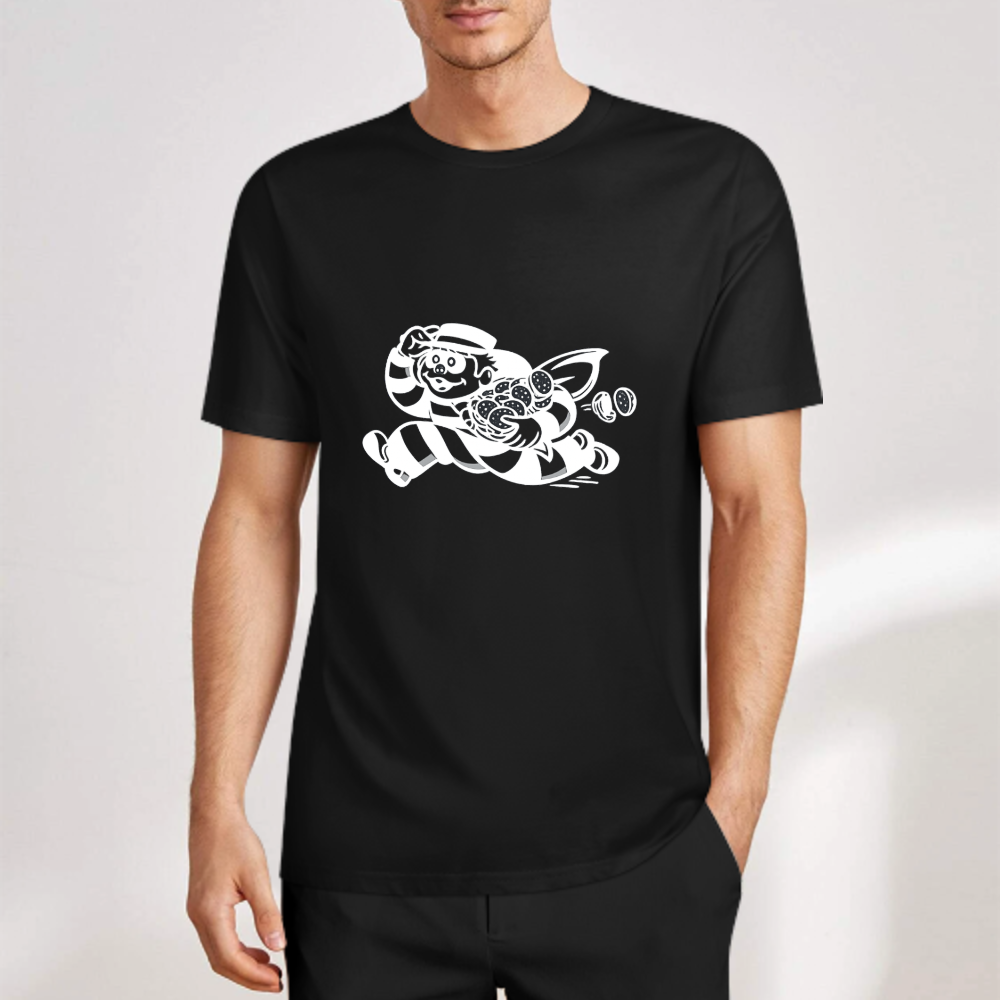 Funny Burger Bandit T-Shirt | Cartoon Fast Food Graphic Tee(z125)