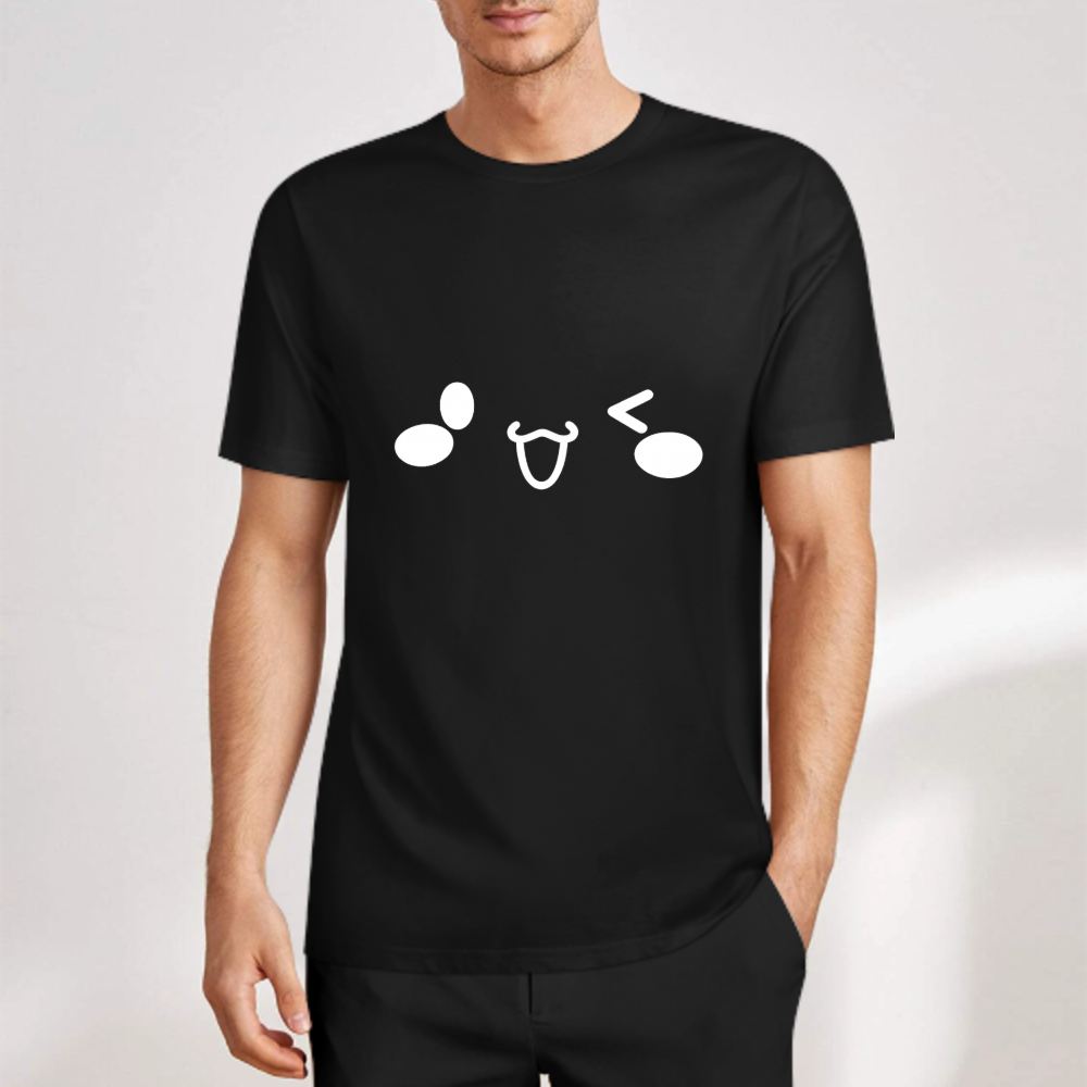 Cute Kawaii Face T-Shirt | Minimal Anime Emoji Graphic Tee(z126)