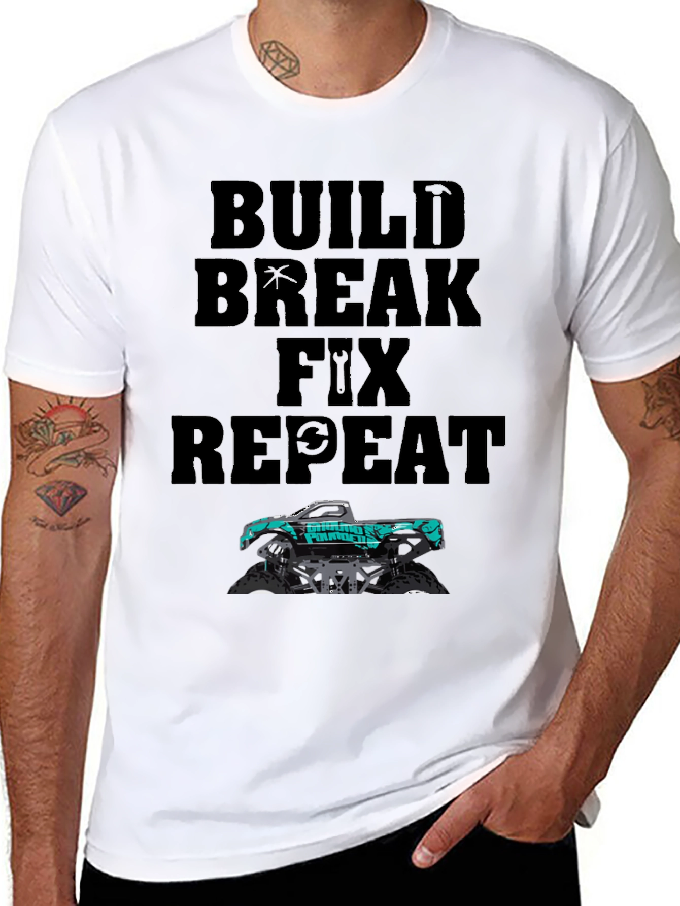 Build Break Fix Repeat Monster Truck T-Shirt