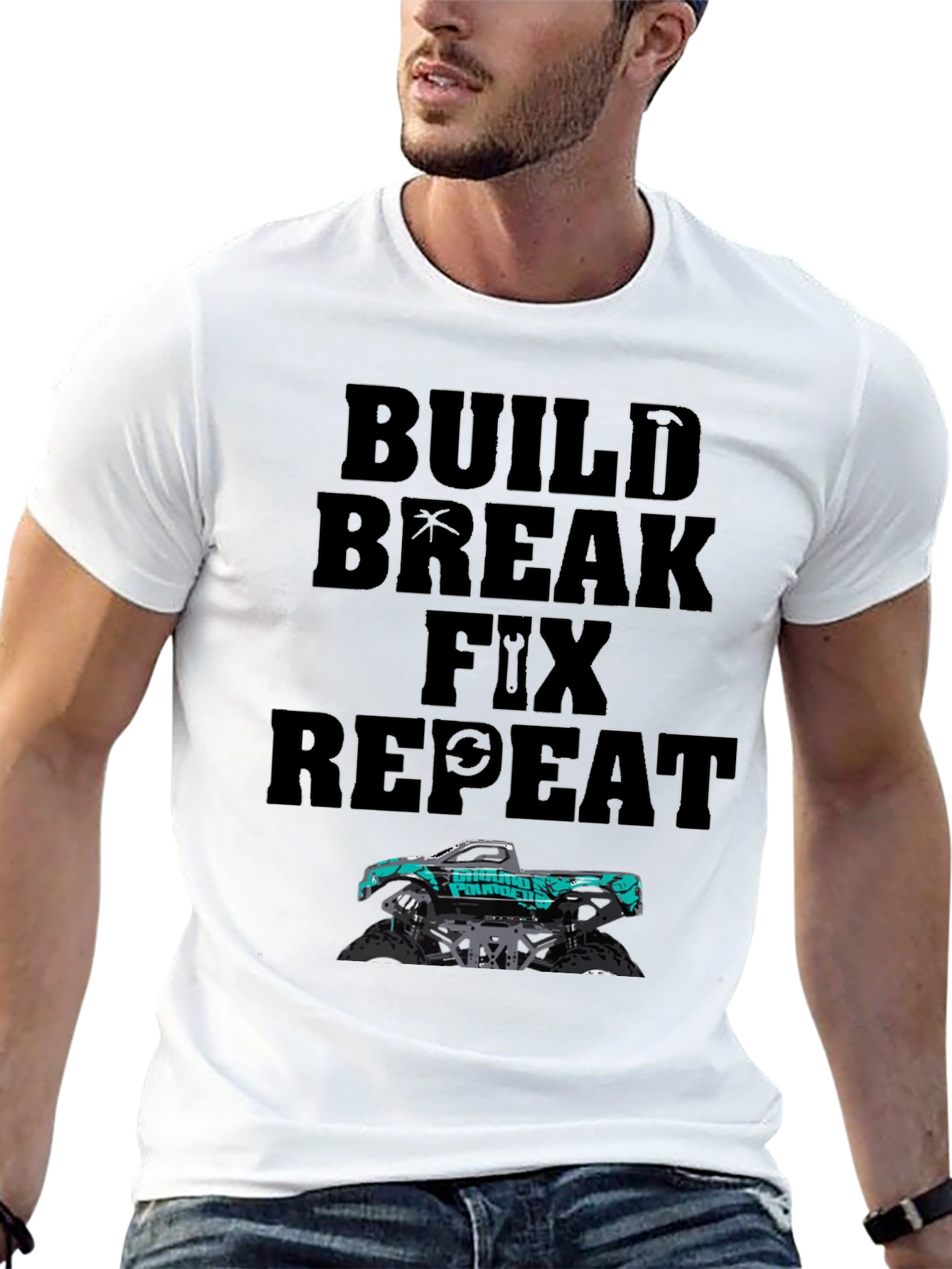 Build Break Fix Repeat Monster Truck T-Shirt