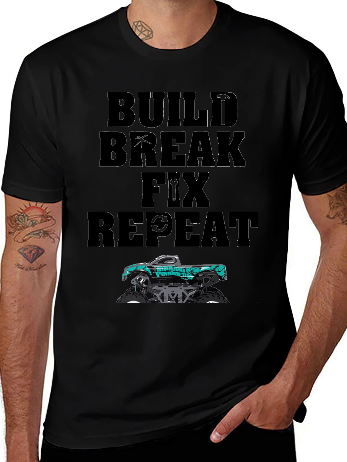 Build Break Fix Repeat Monster Truck T-Shirt