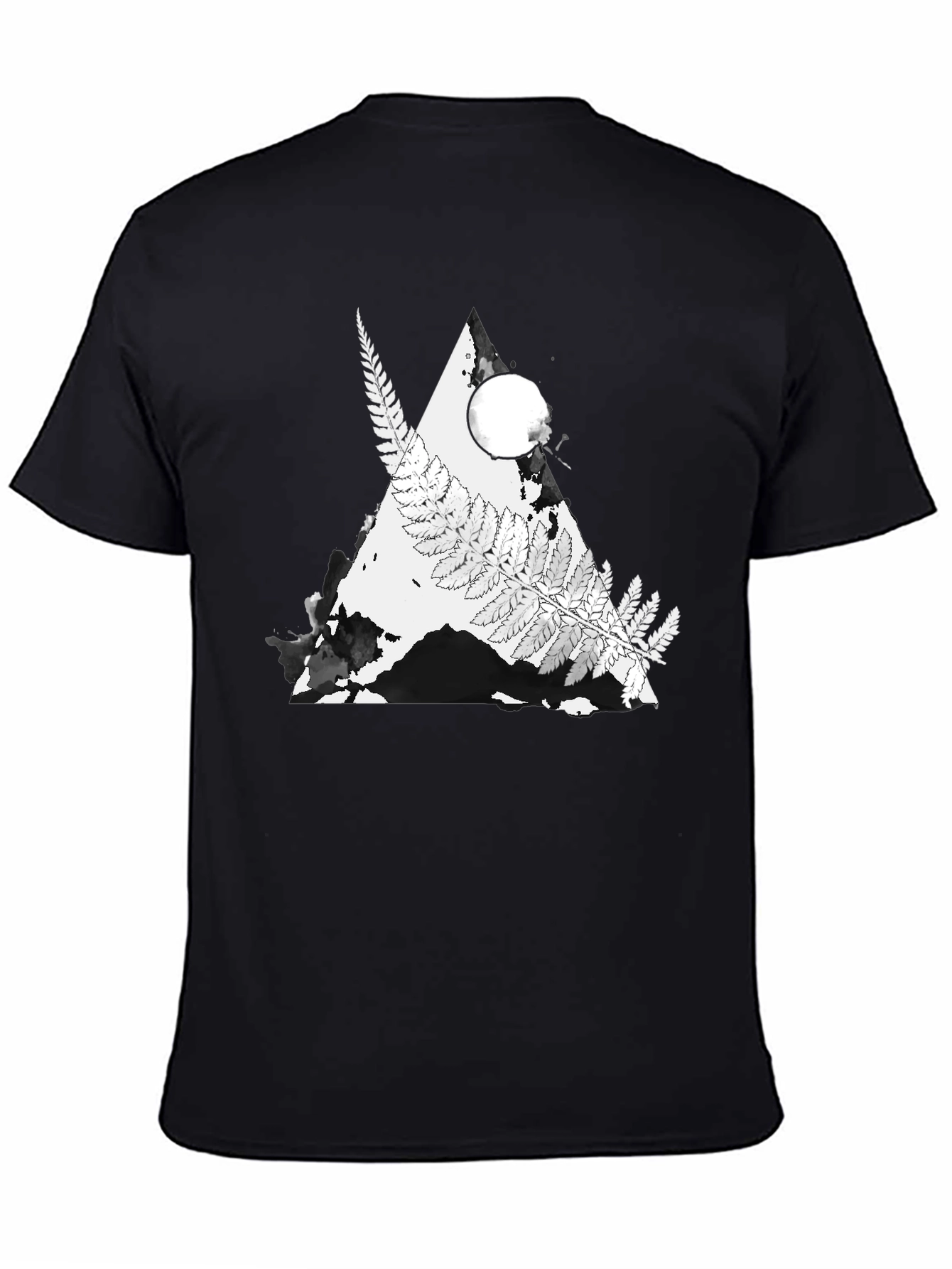Nature Fern Triangle Graphic Tee - Black Cotton Blend