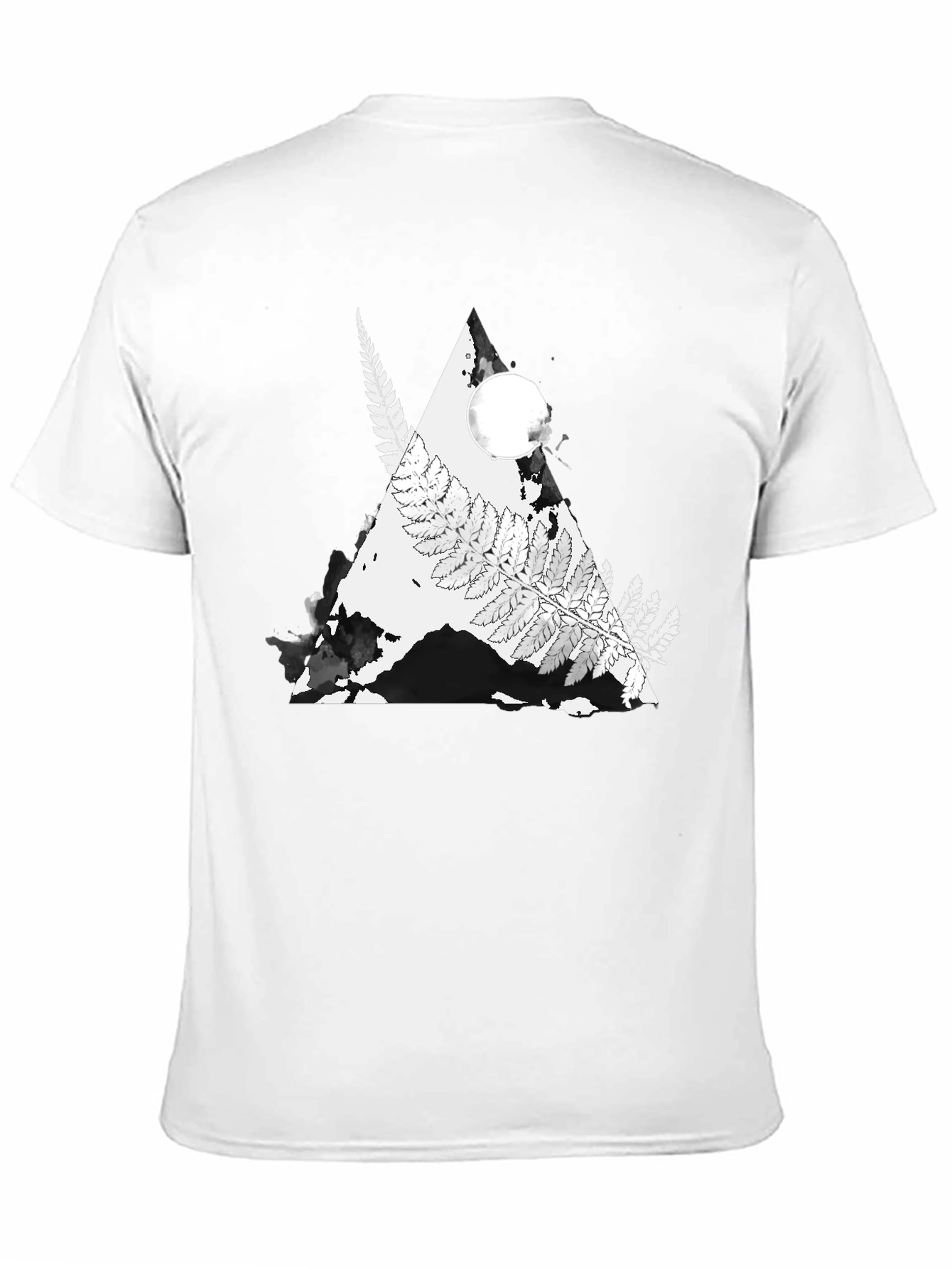 Nature Fern Triangle Graphic Tee - Black Cotton Blend