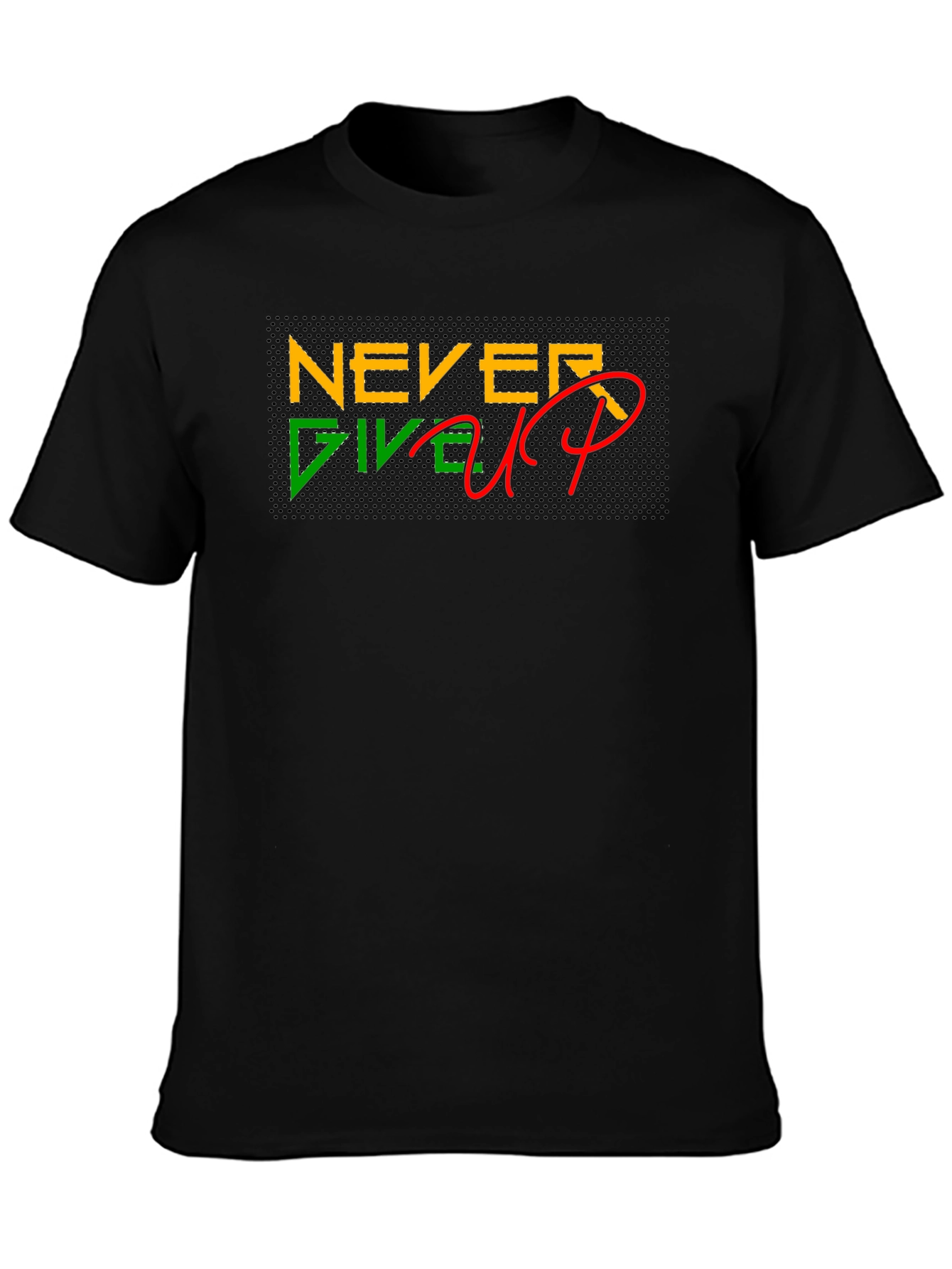 Never Give Up Graphic Tee - Black Cotton T-Shirt