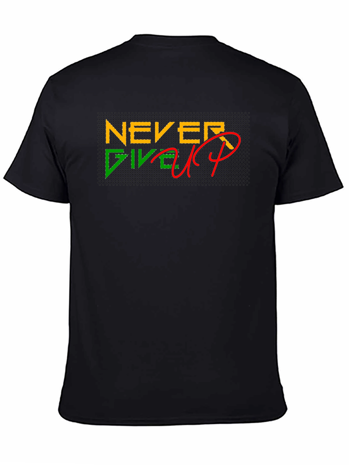 Never Give Up Graphic Tee - Black Cotton T-Shirt