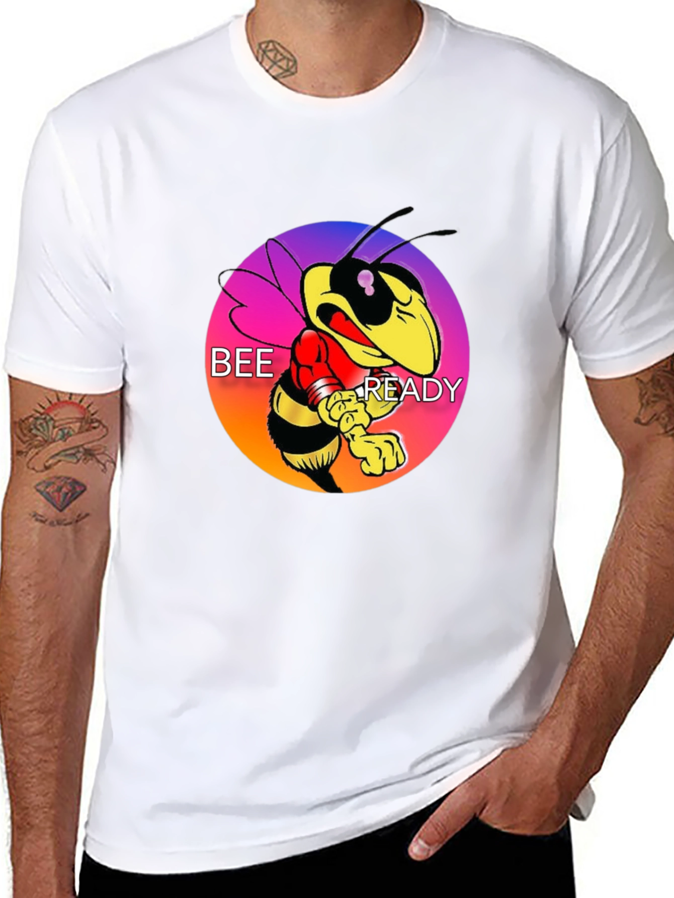 Bee Ready Graphic Tee - Mens Black Cotton T-Shirt