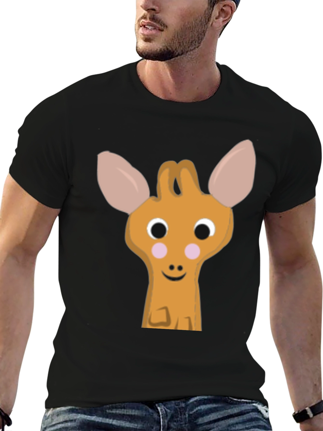 Cute Giraffe Graphic Tee - Black