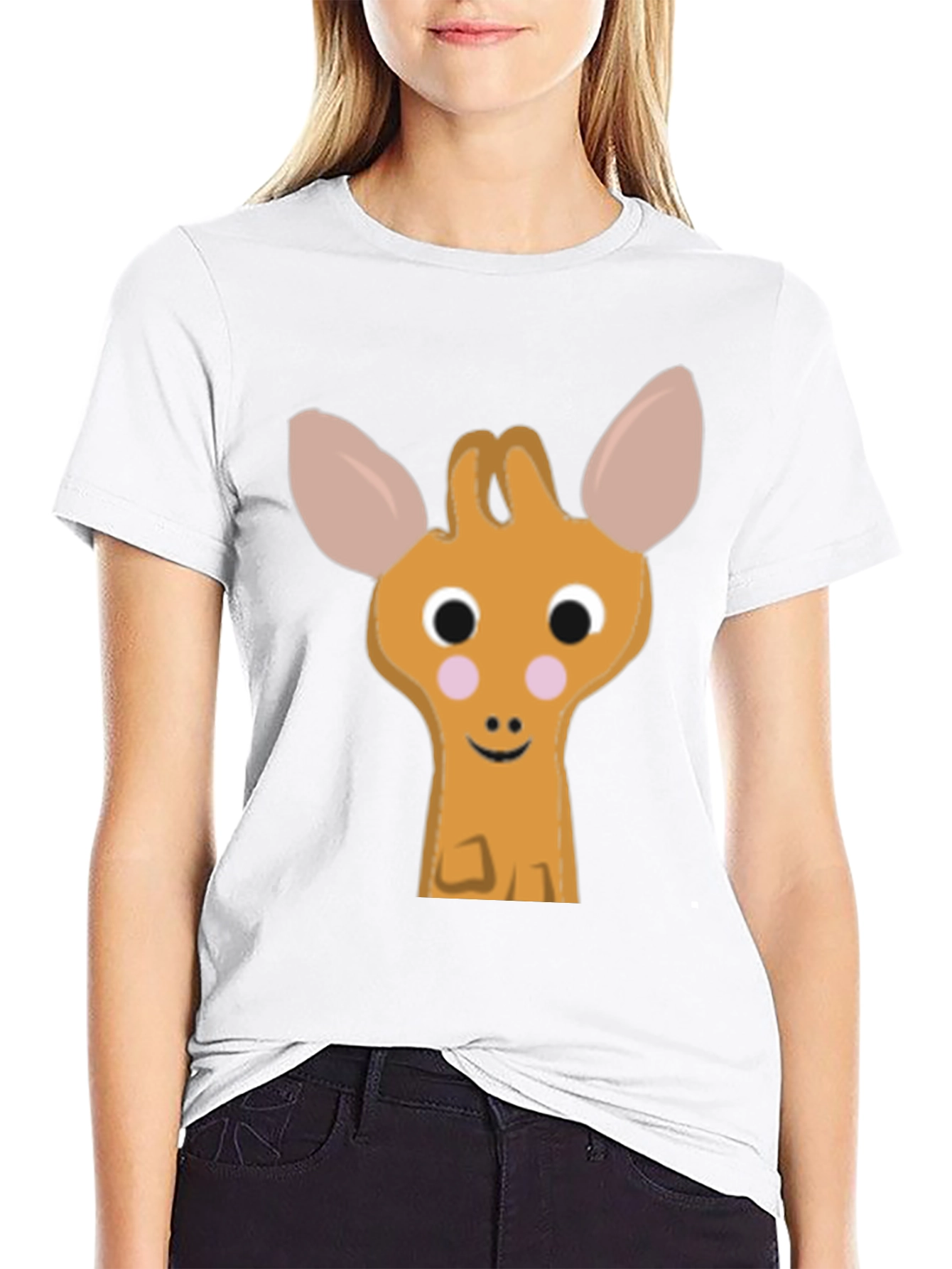 Cute Giraffe Graphic Tee - Black
