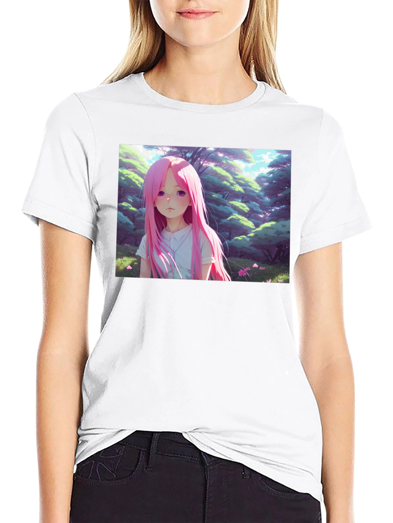 Anime Girl Graphic Black Tee