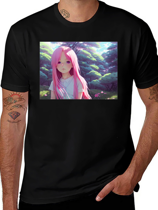 Anime Girl Graphic Black Tee
