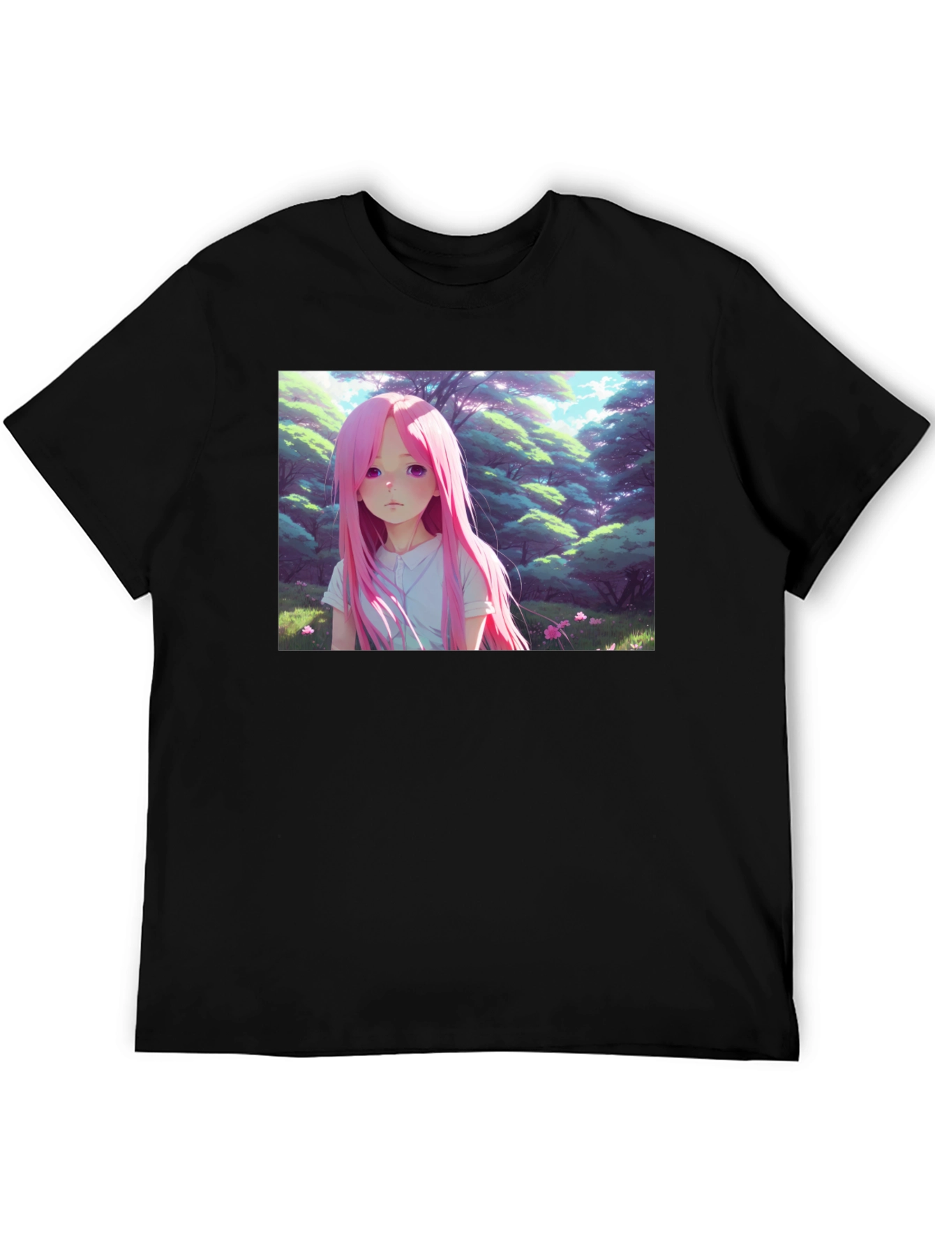 Anime Girl Graphic Black Tee