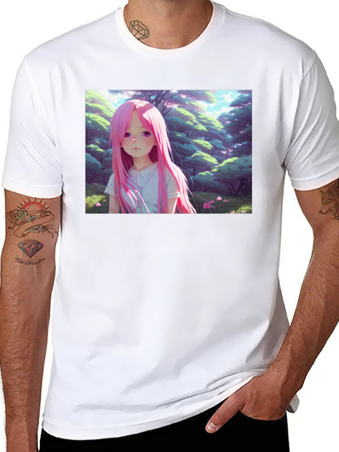 Anime Girl Graphic Black Tee