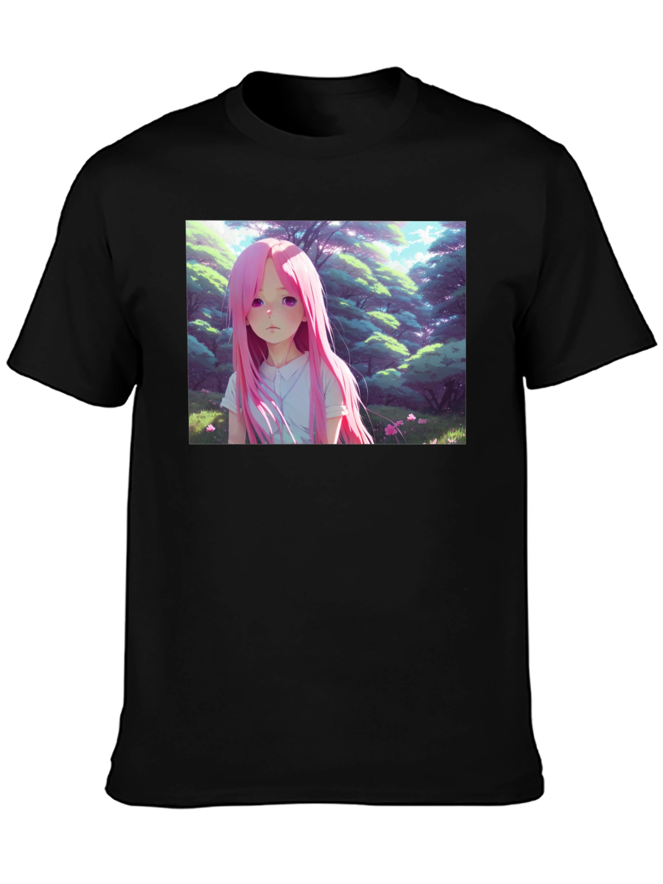 Anime Girl Graphic Black Tee