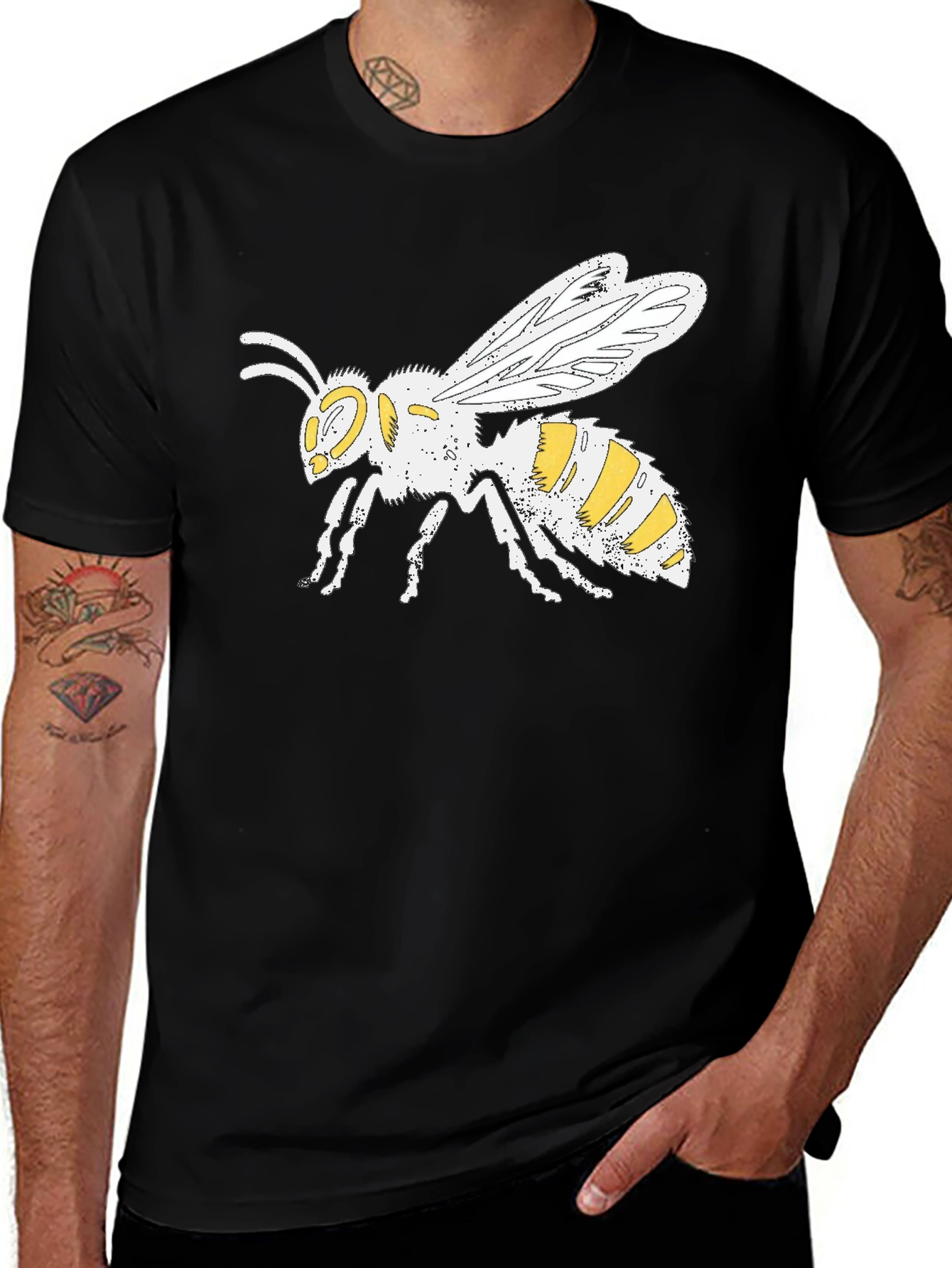 Graphic Tee - Yellow Jacket Wasp Design - Black