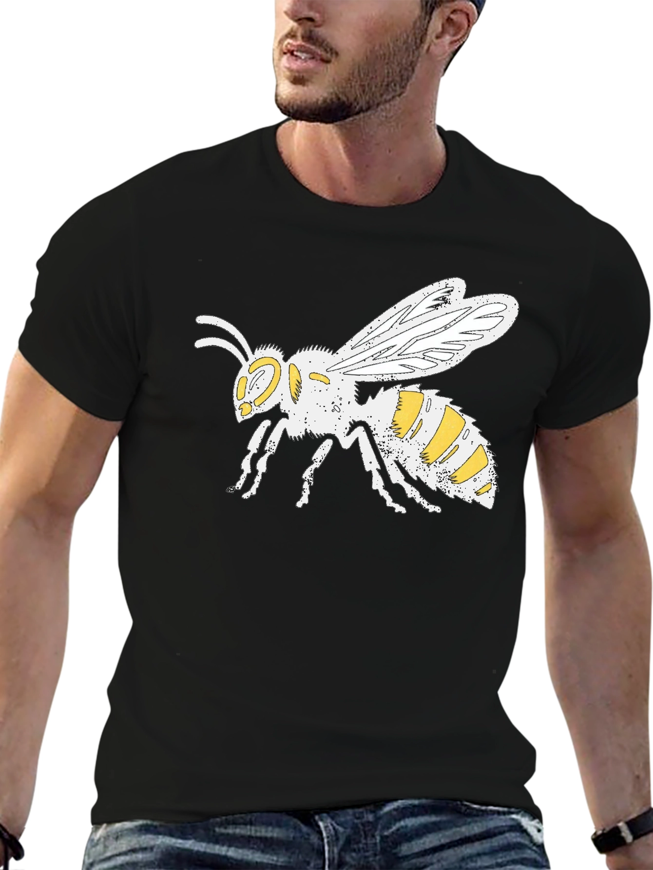 Graphic Tee - Yellow Jacket Wasp Design - Black