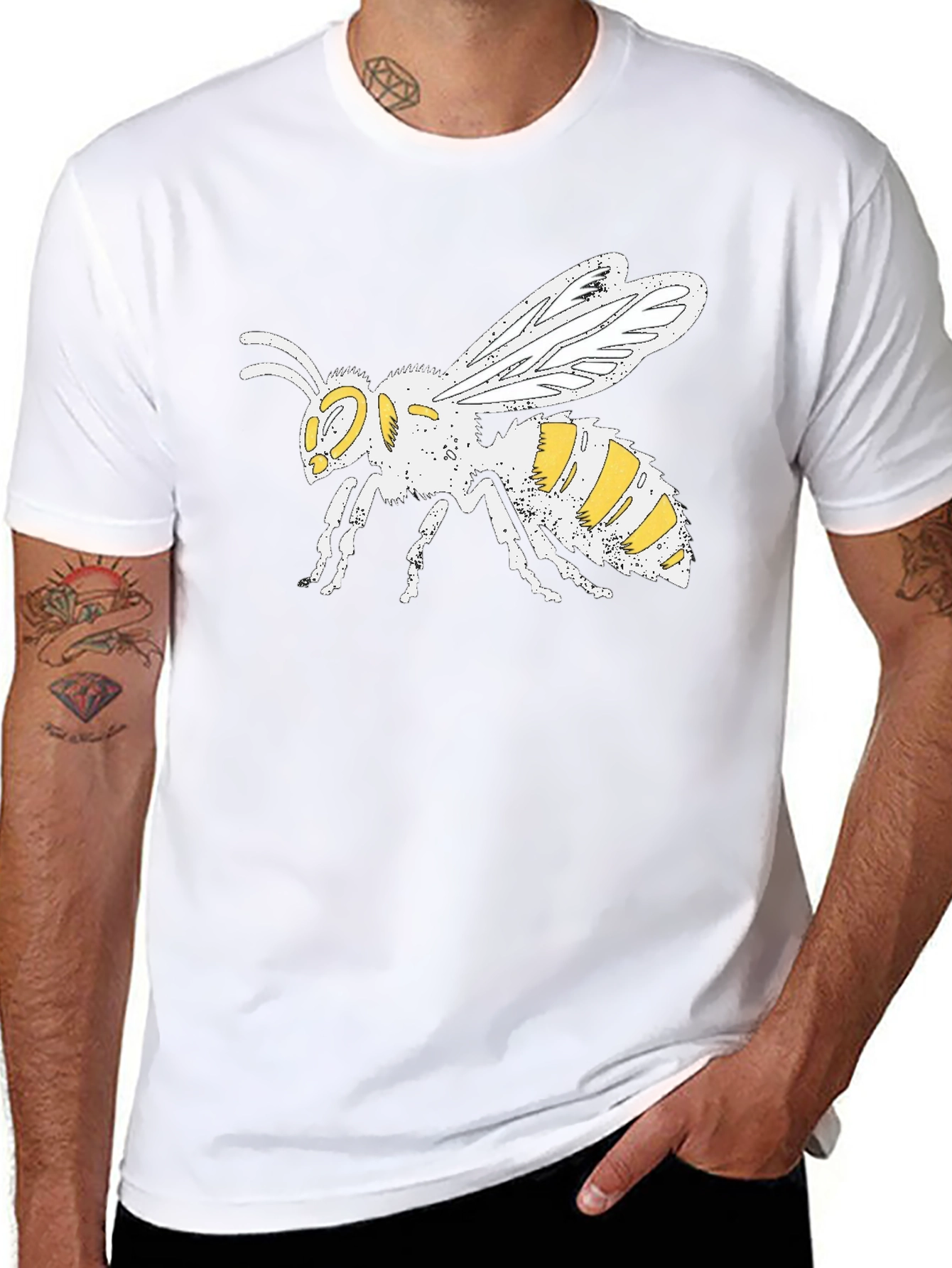 Graphic Tee - Yellow Jacket Wasp Design - Black