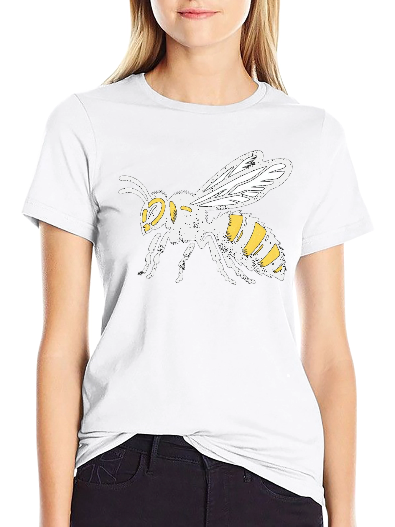 Graphic Tee - Yellow Jacket Wasp Design - Black