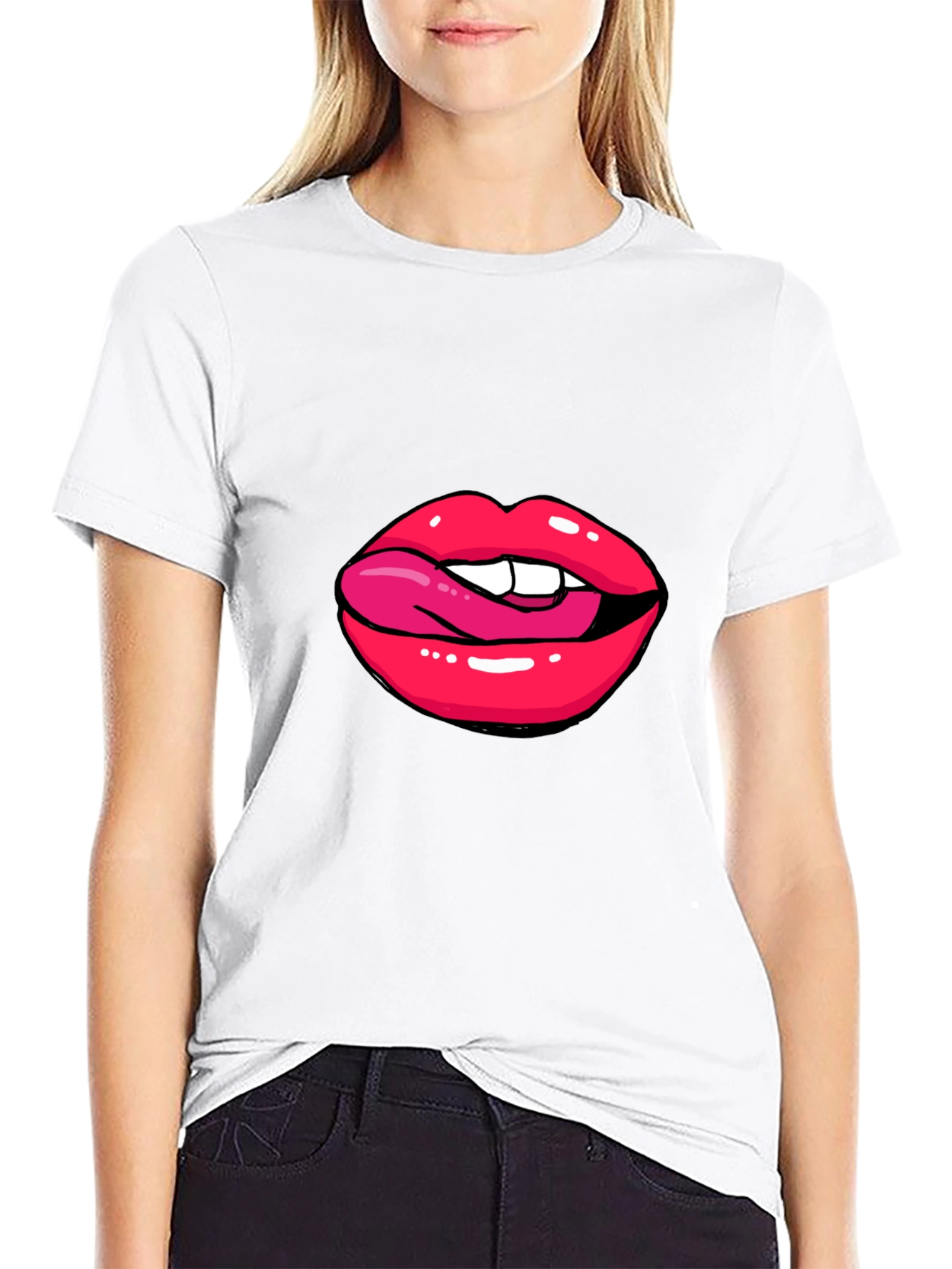 Lips Graphic Black T-Shirt