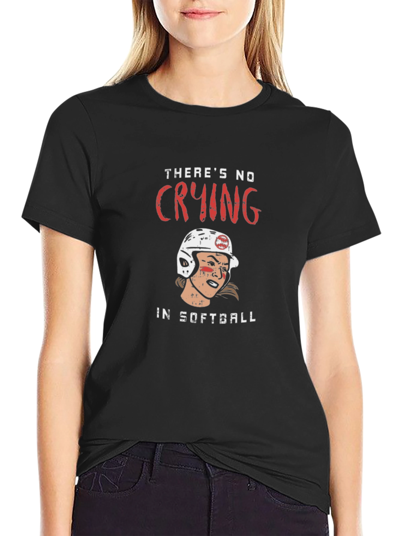 Softball Player Graphic T-Shirt - No Crying