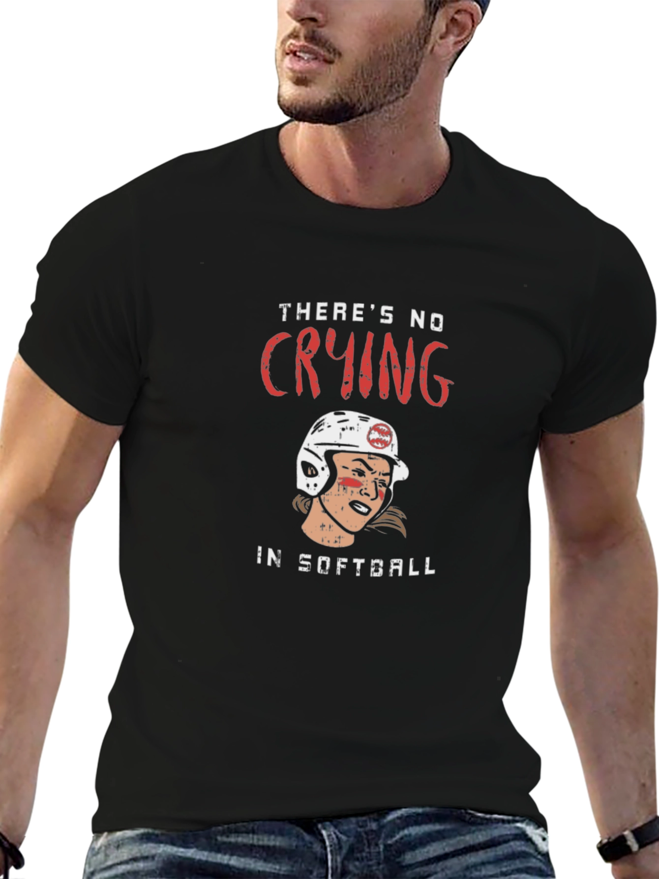 Softball Player Graphic T-Shirt - No Crying