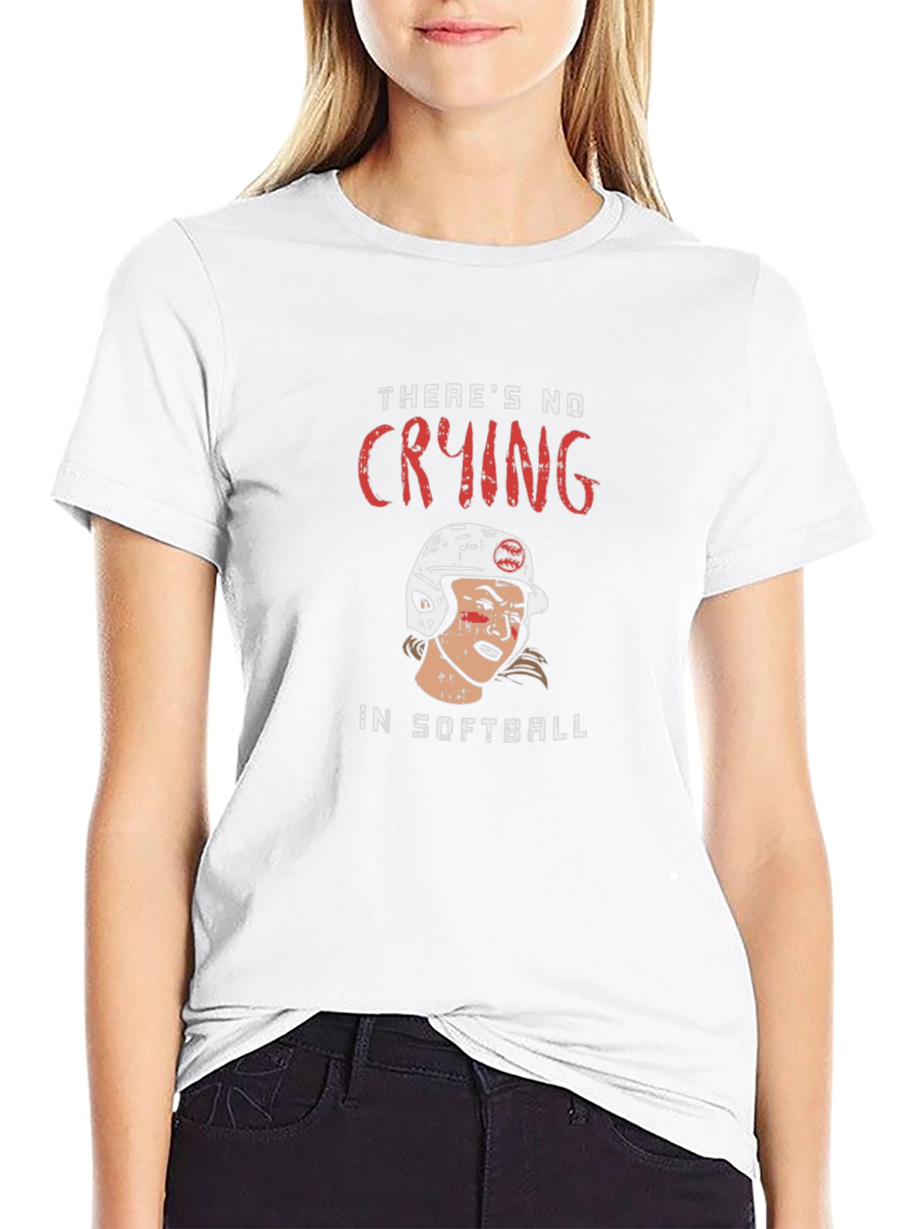 Softball Player Graphic T-Shirt - No Crying