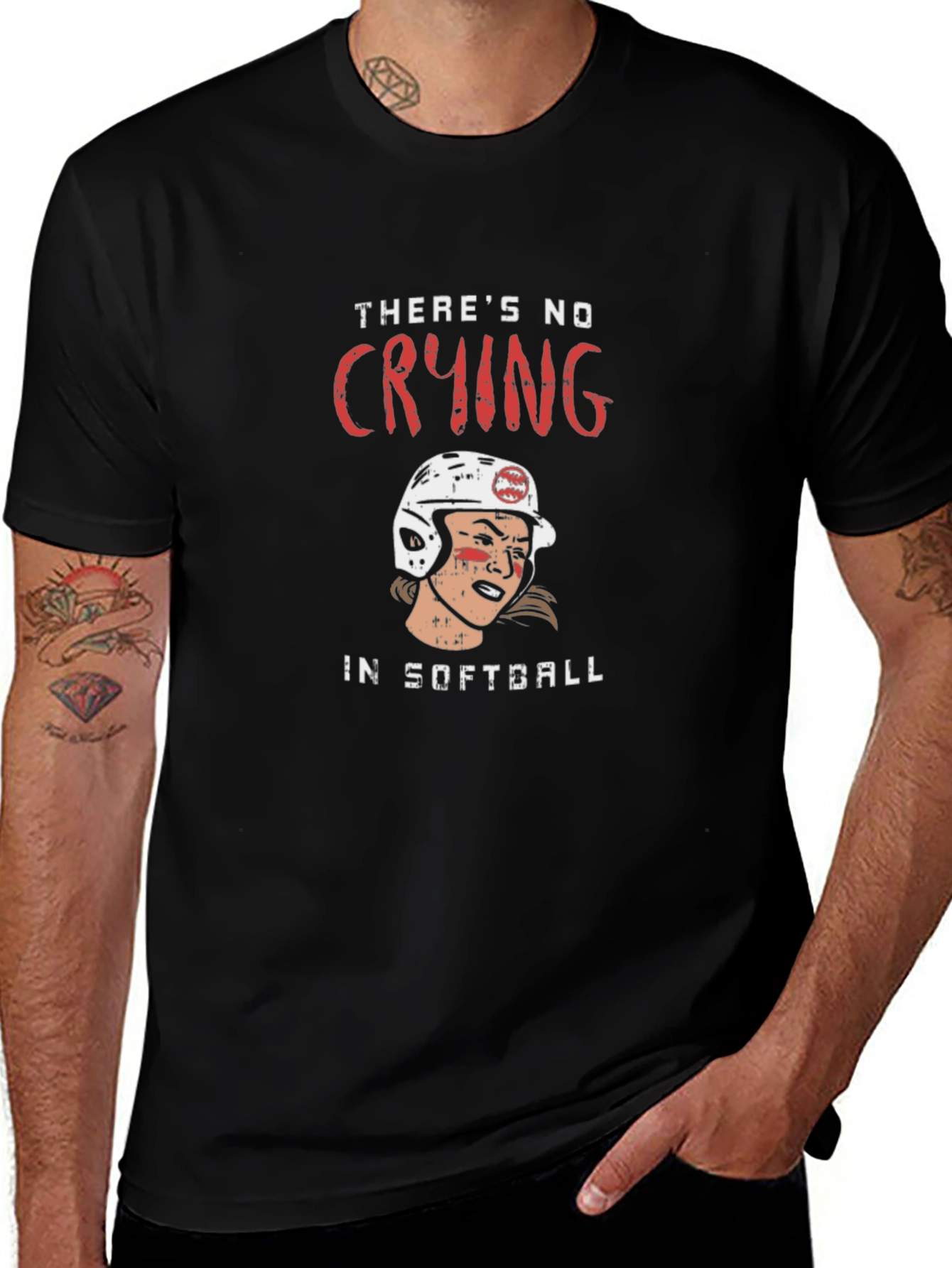 Softball Player Graphic T-Shirt - No Crying