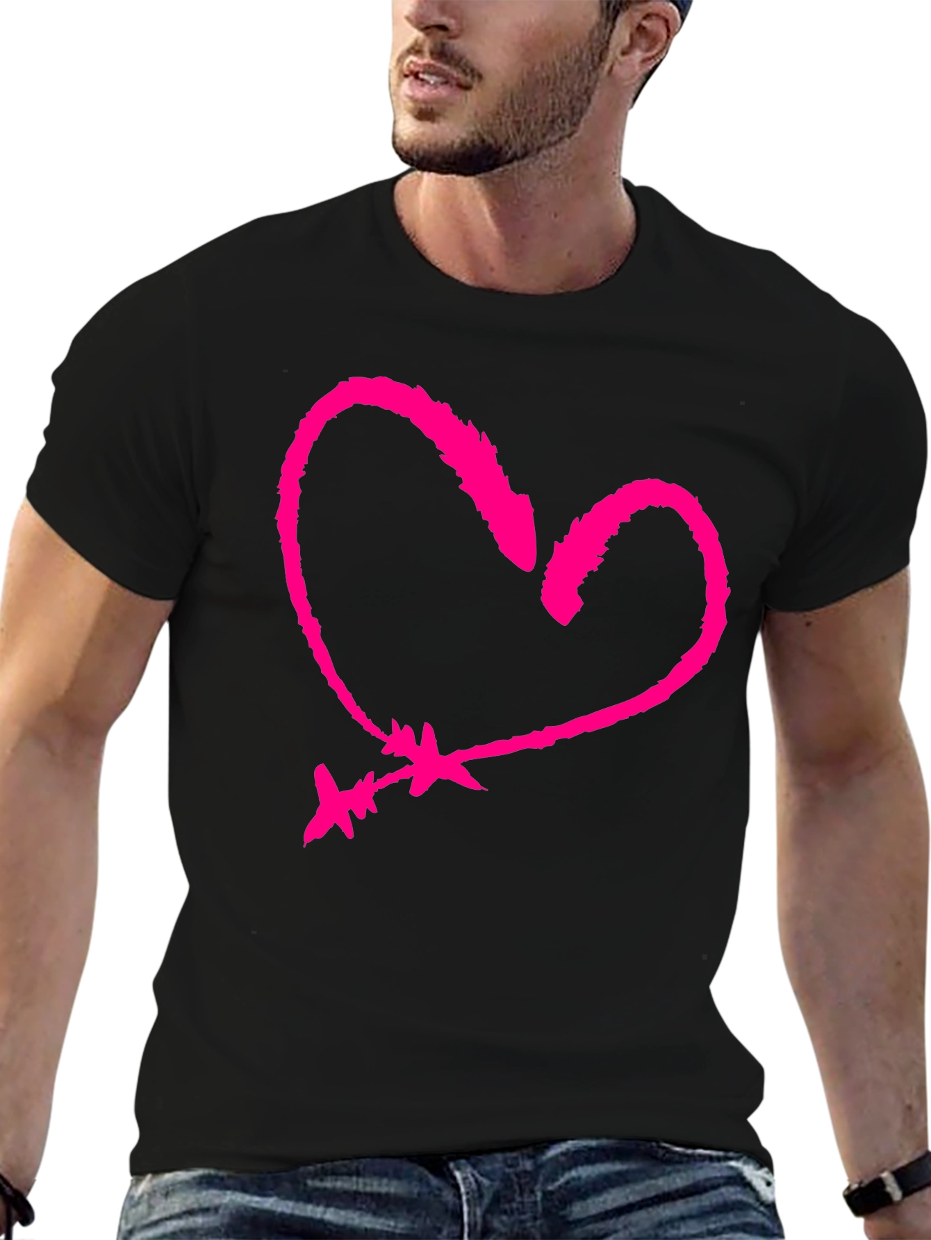 Heart & Arrow Graphic Tee - Black Cotton