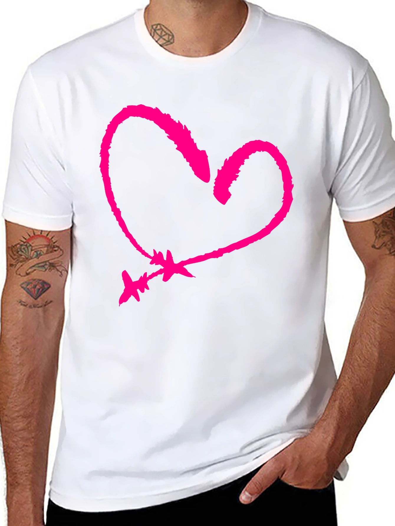 Heart & Arrow Graphic Tee - Black Cotton