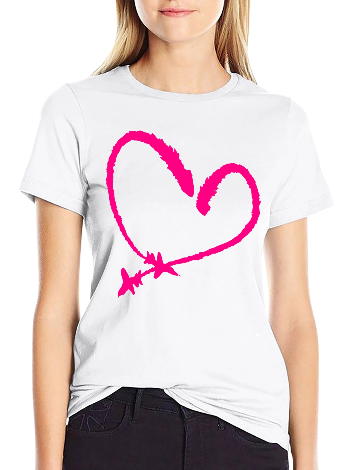 Heart & Arrow Graphic Tee - Black Cotton