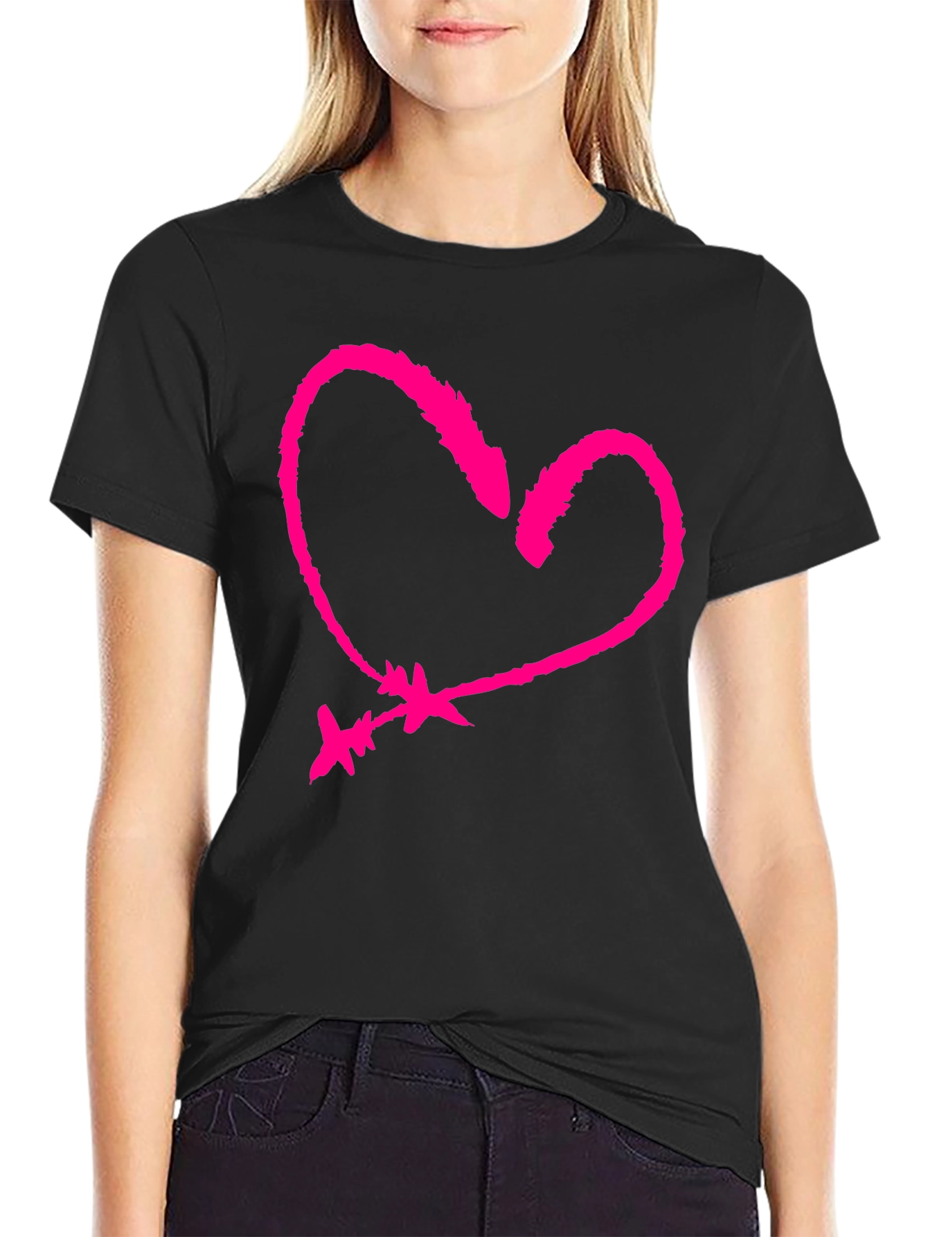 Heart & Arrow Graphic Tee - Black Cotton