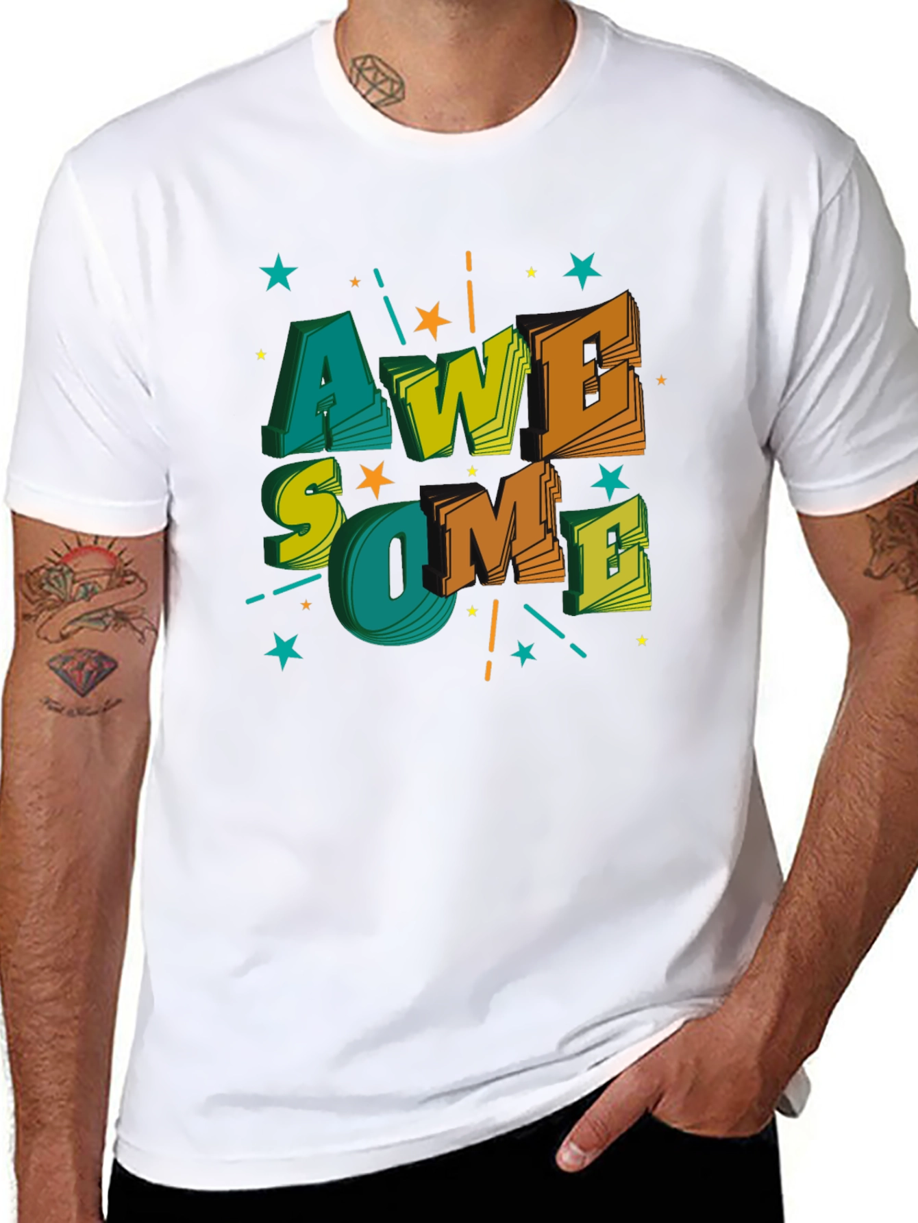 Awesome Graphic Print Black T-Shirt