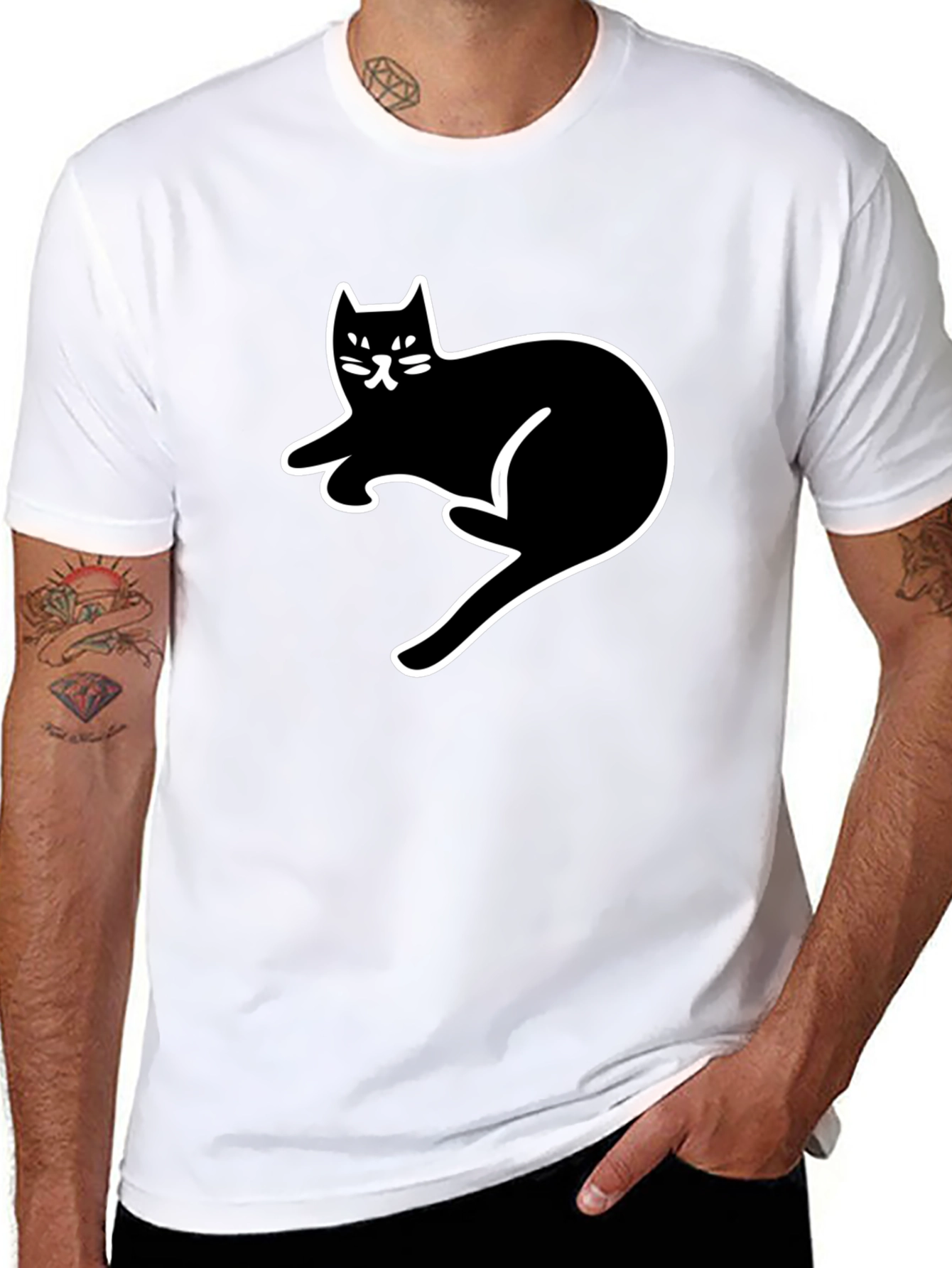 Black Cat Graphic Tee - Casual Comfort