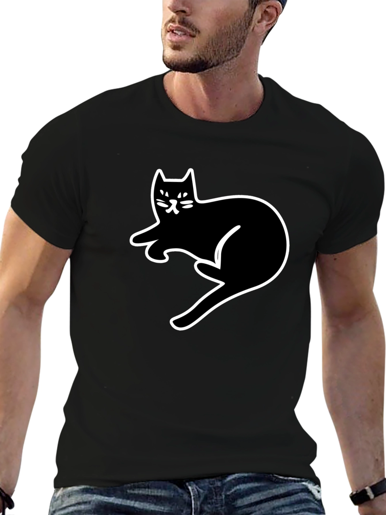 Black Cat Graphic Tee - Casual Comfort