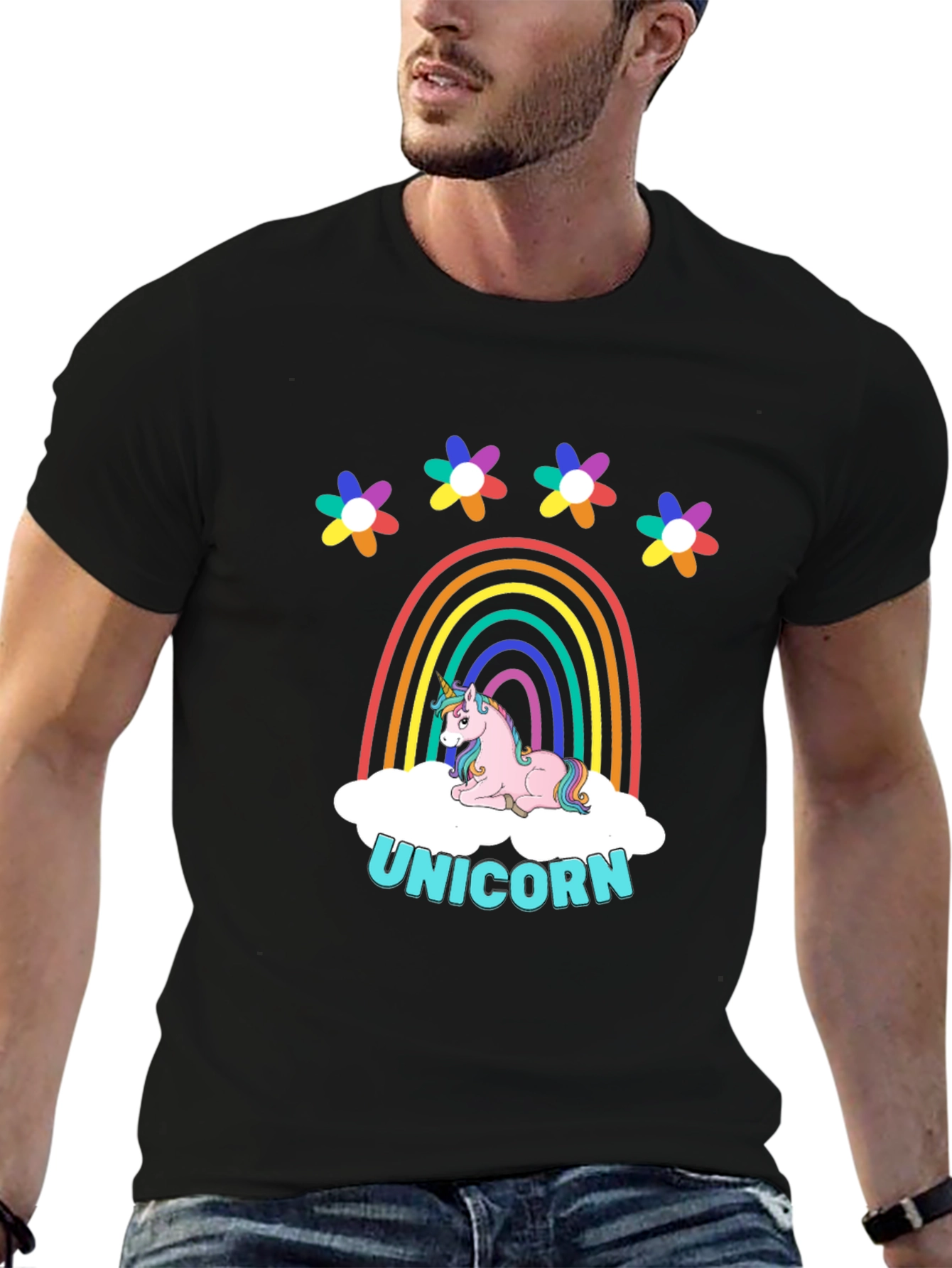 Rainbow Unicorn Graphic Print T-Shirt