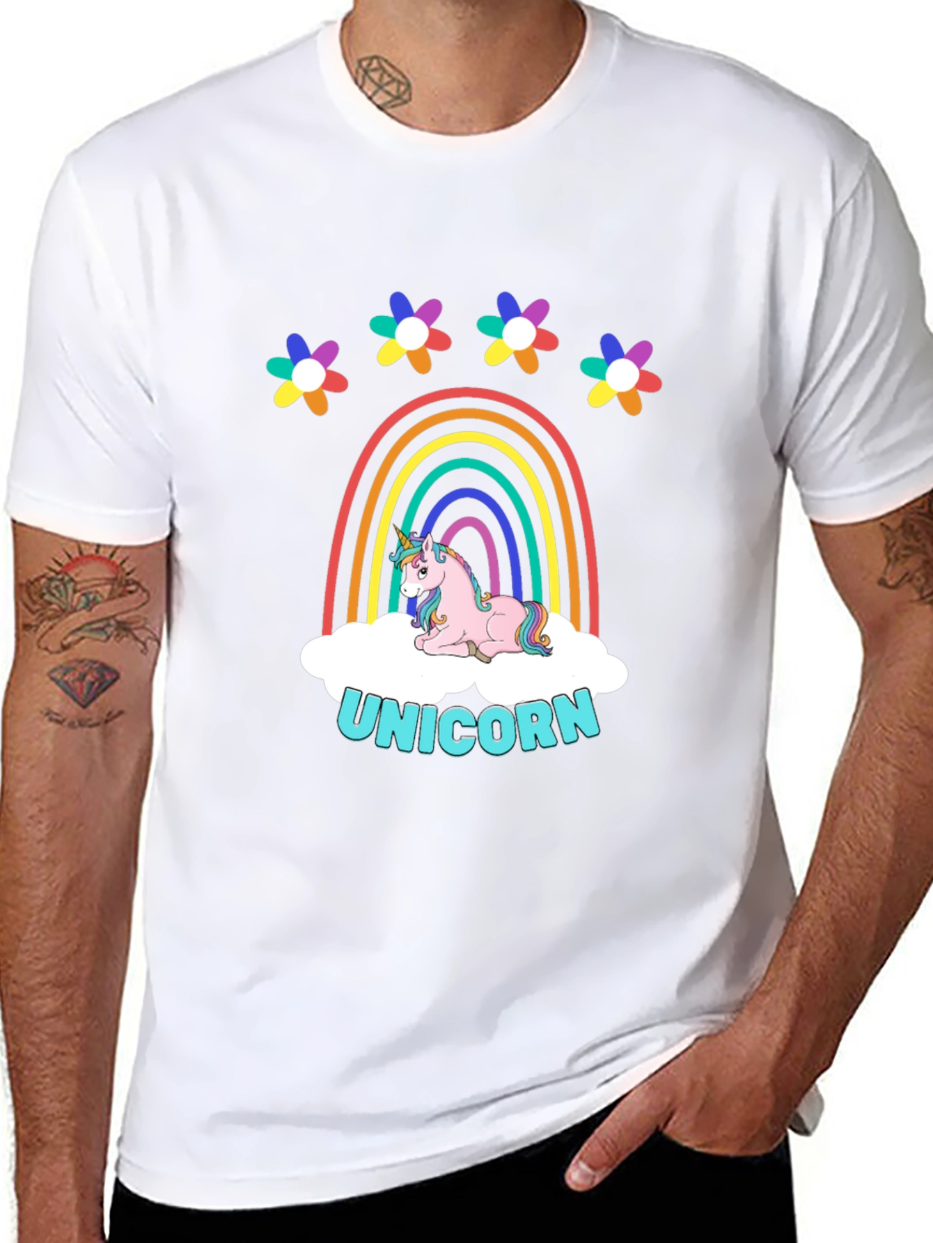 Rainbow Unicorn Graphic Print T-Shirt