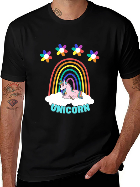 Rainbow Unicorn Graphic Print T-Shirt