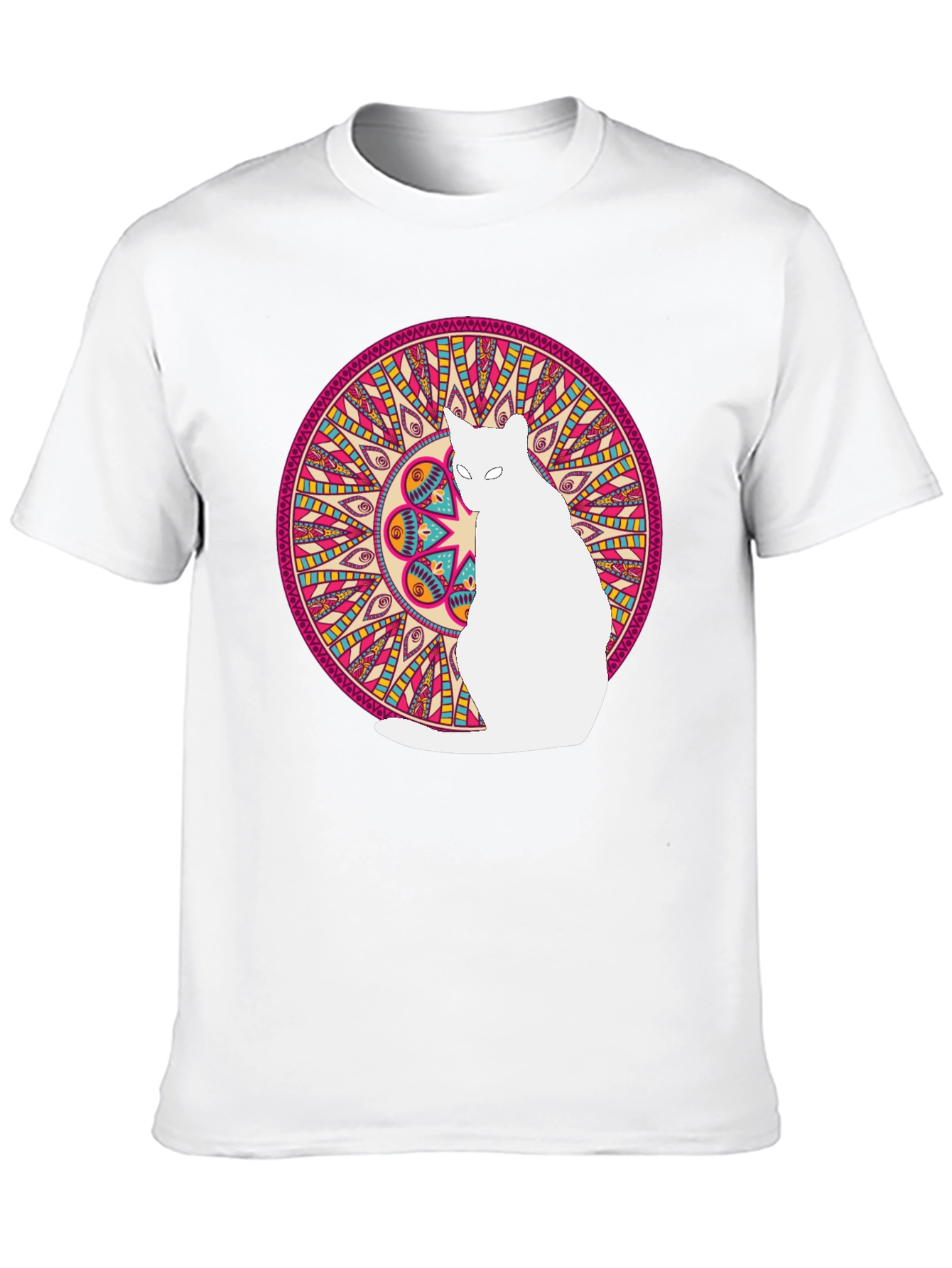 Mandala Cat Graphic Tee - Stylish Black T-Shirt
